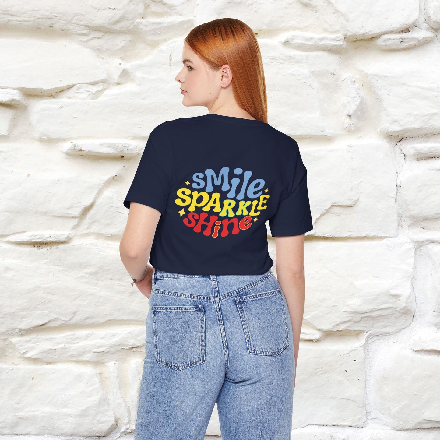 "Smile, Sparkle, Shine" Cat T-Shirt | Front & Back Design | Nunu&Miao Studio - Nunu&Miao Studio