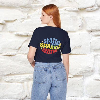 "Smile, Sparkle, Shine" Cat T-Shirt | Front & Back Design | Nunu&Miao Studio - Nunu&Miao Studio