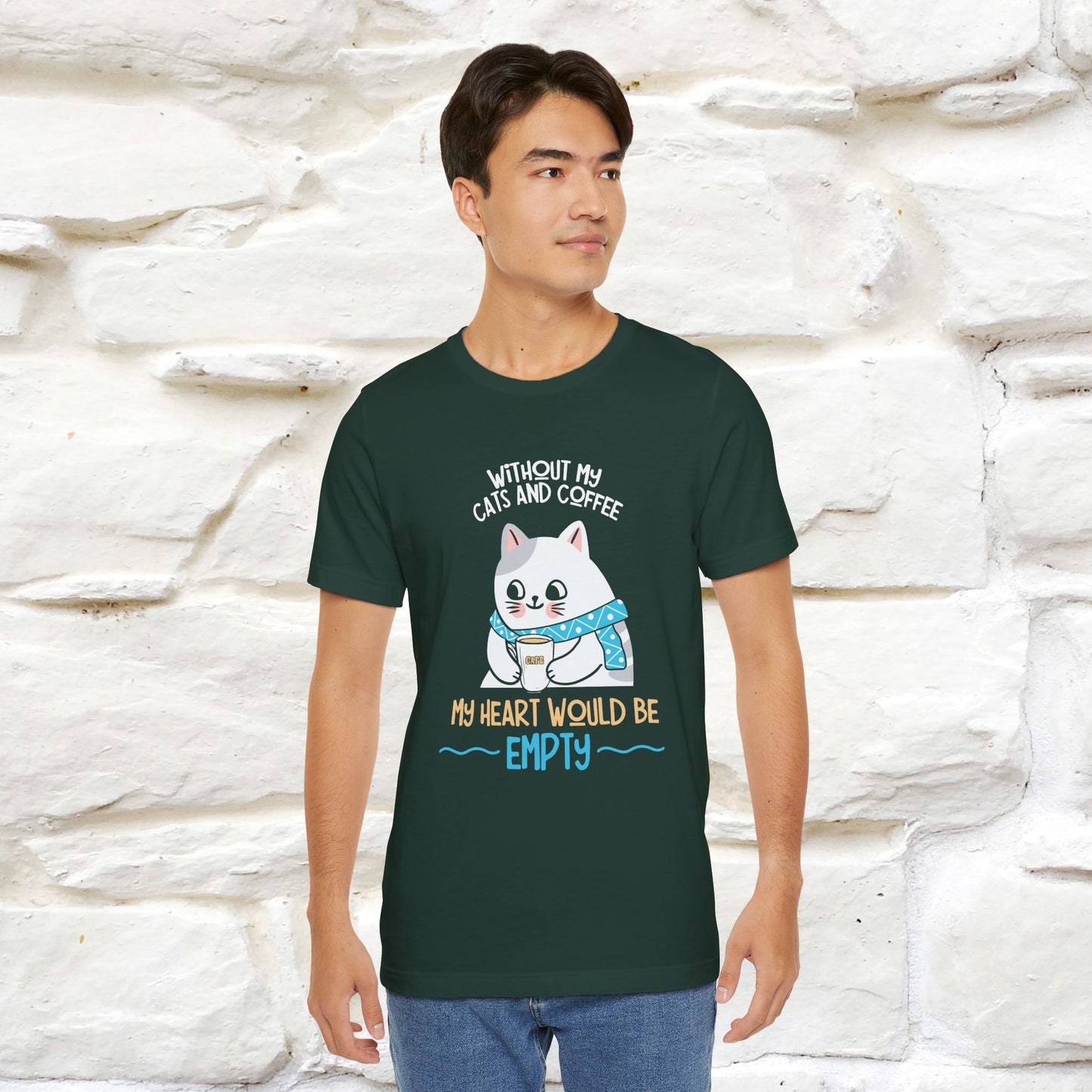 "Without My Cats and Coffee, My Heart Would Be Empty" Cat T-shirt | Nunu&Miao Studio - Nunu&Miao Studio