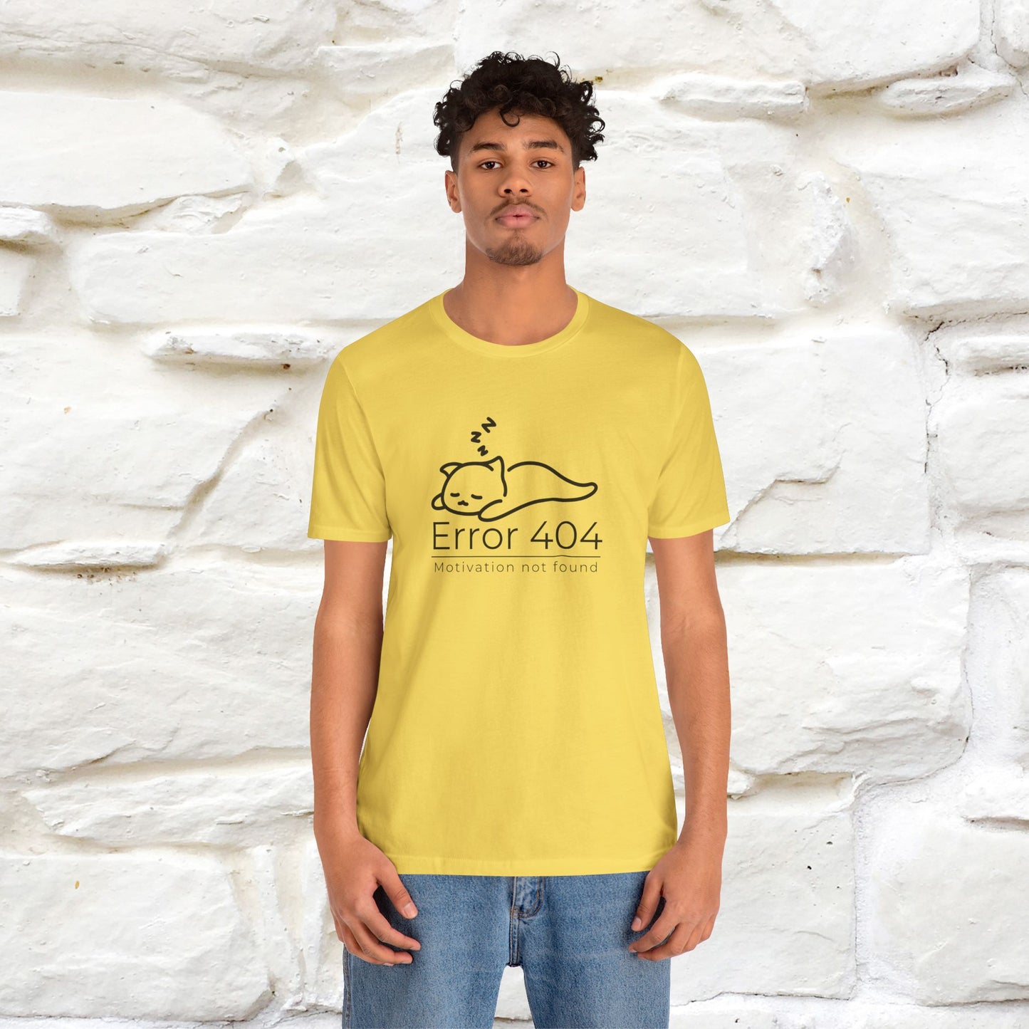 ''Error 404 Motivation Not Found'' Cat T-Shirt Front and Back Design | Nunu&Miao Studio - Nunu&Miao Studio
