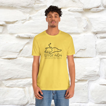 ''Error 404 Motivation Not Found'' Cat T-Shirt Front and Back Design | Nunu&Miao Studio - Nunu&Miao Studio