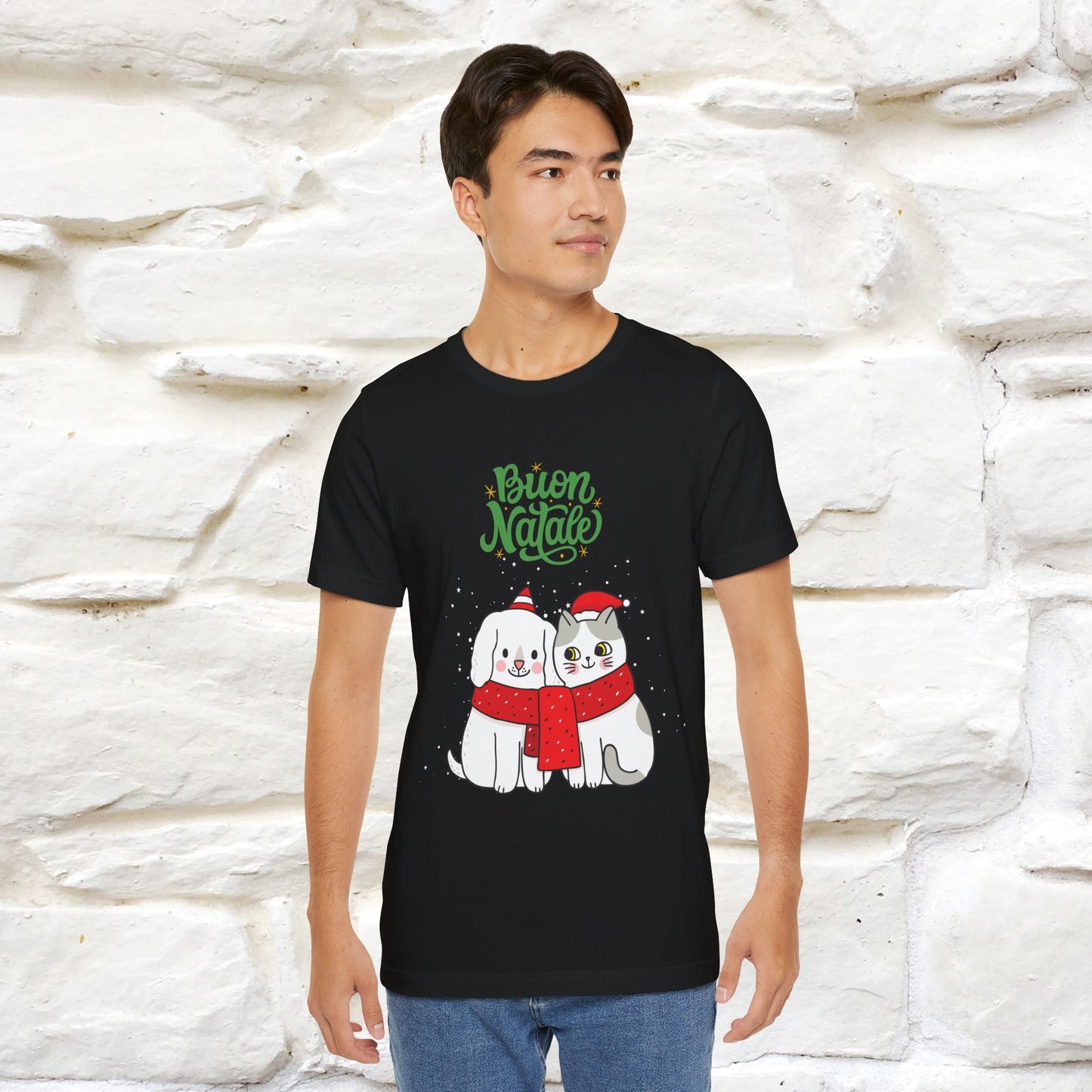''Buon Natale Cat and Dog'' Christmas T-shirt  | Nunu&Miao Studio - Nunu&Miao Studio