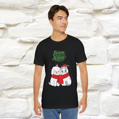 ''Buon Natale Cat and Dog'' Christmas T-shirt  | Nunu&Miao Studio - Nunu&Miao Studio