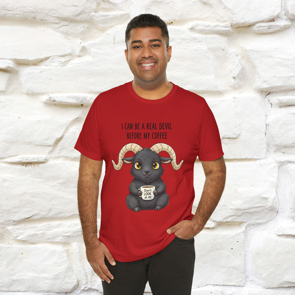 "I Can Be a Real Devil Before My Coffe" Funny T-shirt |Nunu&Miao Studio