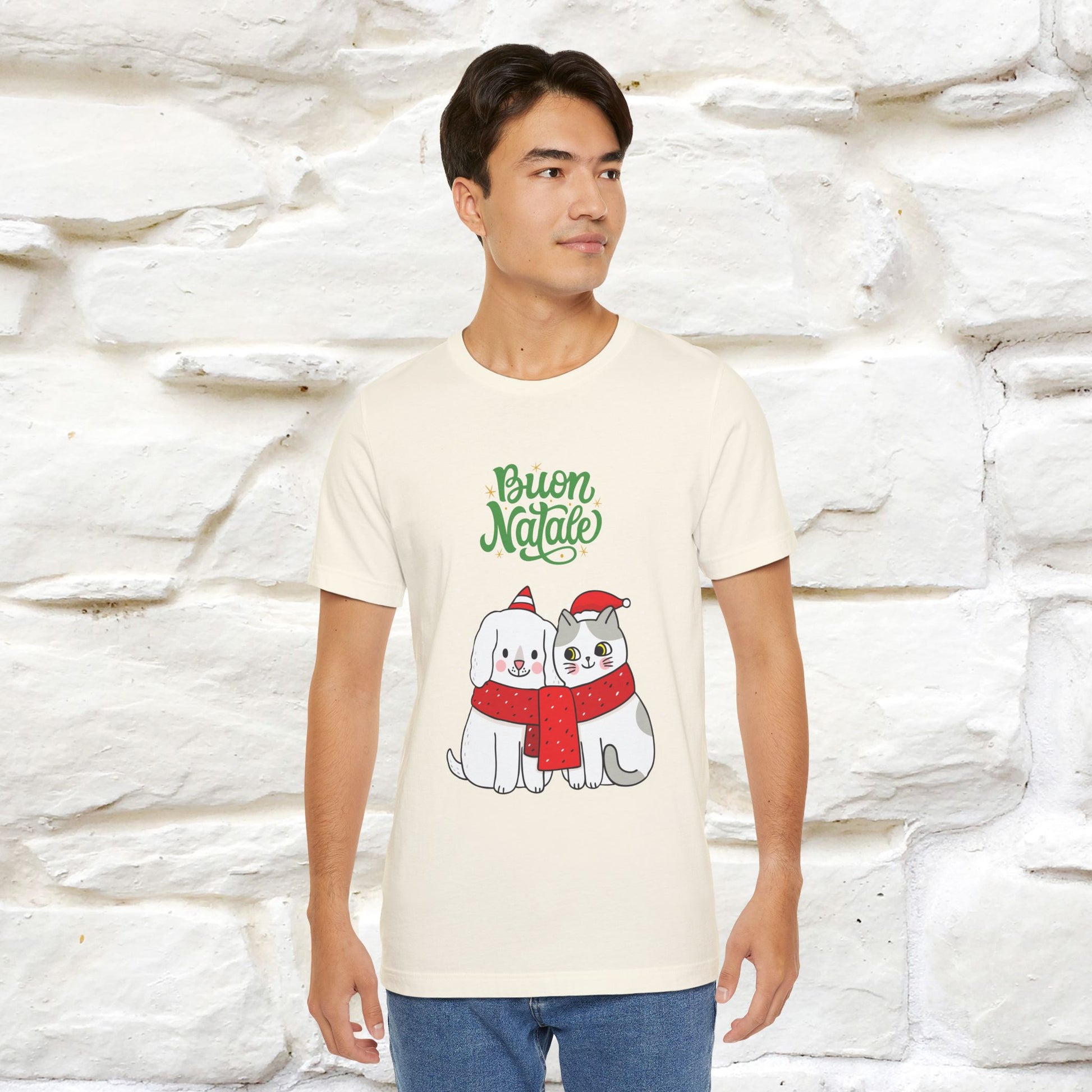 ''Buon Natale Cat and Dog'' Christmas T-shirt  | Nunu&Miao Studio - Nunu&Miao Studio