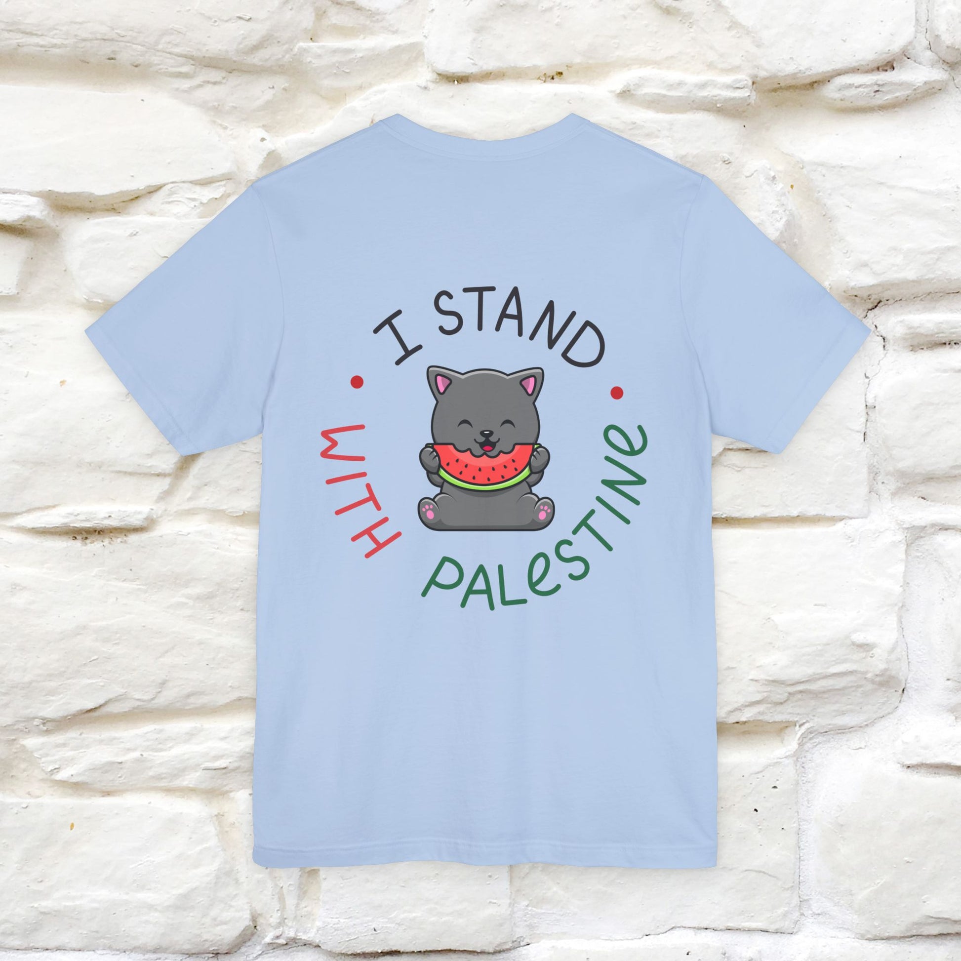 "I Stand With Palestine" Cat T-shirt | Front & Back Design |Nunu&Miao Studio - Nunu&Miao Studio