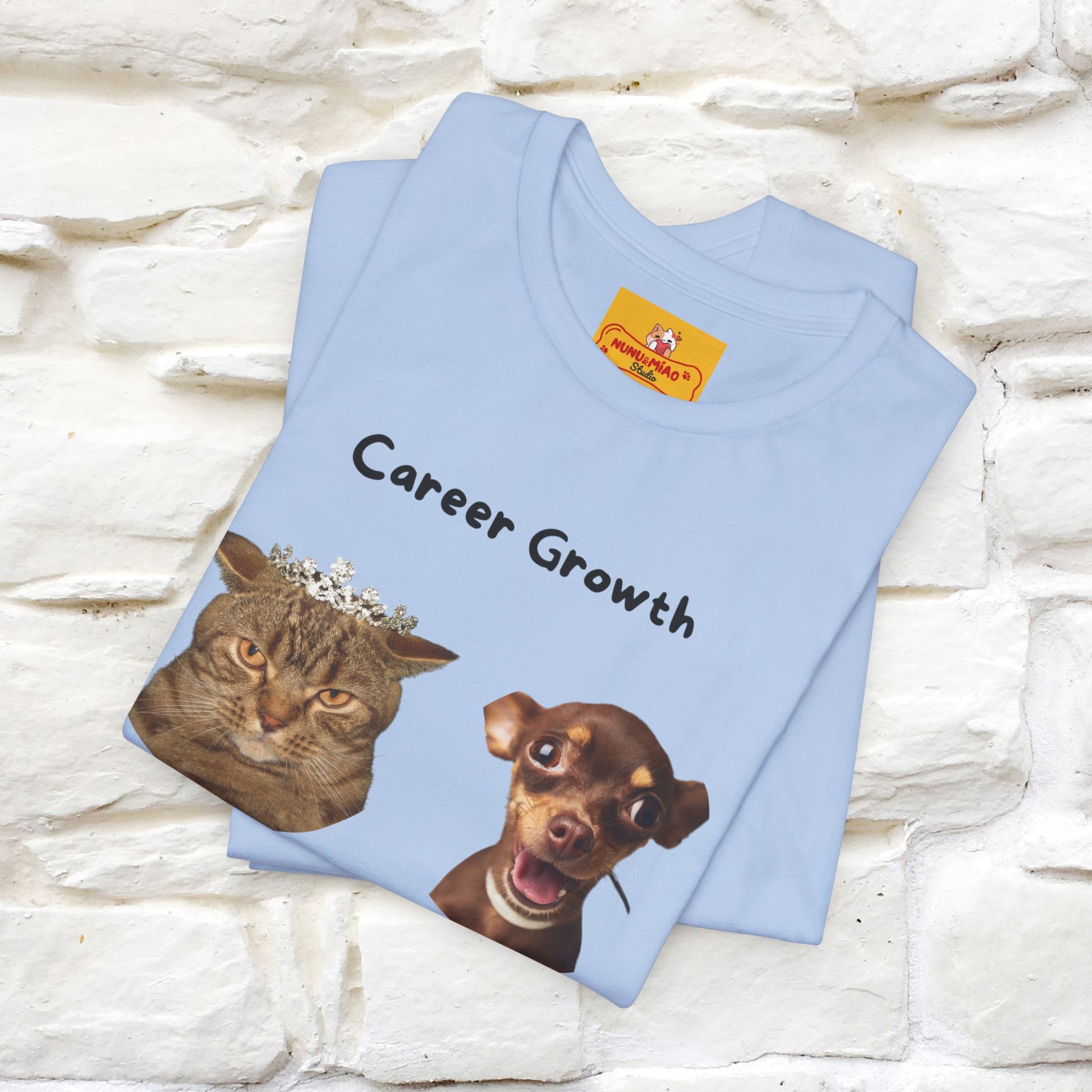"Career Growth: Cat vs. Dog" | Cat T-Shirt | Nunu&Miao Studio - Nunu&Miao Studio