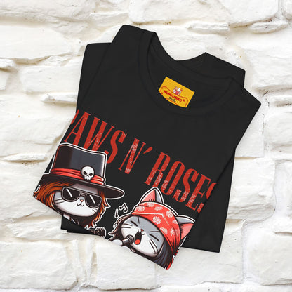 Paws N' Roses T-Shirt | Rock-Inspired Cat Lover  | Nunu&Miao Studio - Nunu&Miao Studio