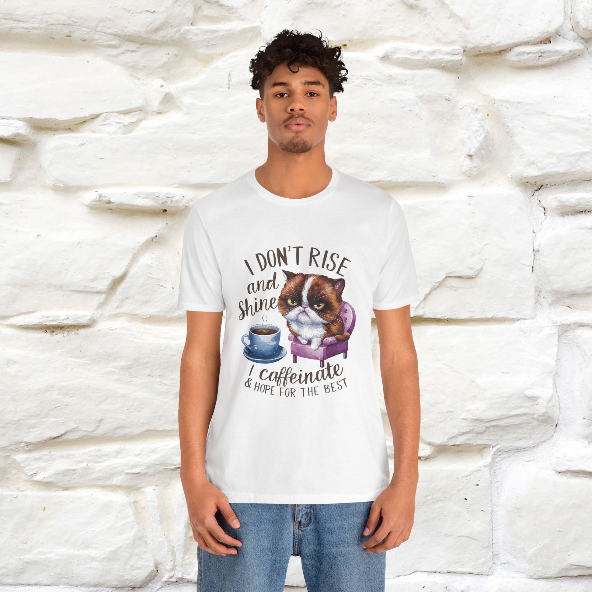 I Don’t Rise and Shine, I Caffeinate ....| Funny Cat T-Shirt| Nunu&Miao Studio - Nunu&Miao Studio