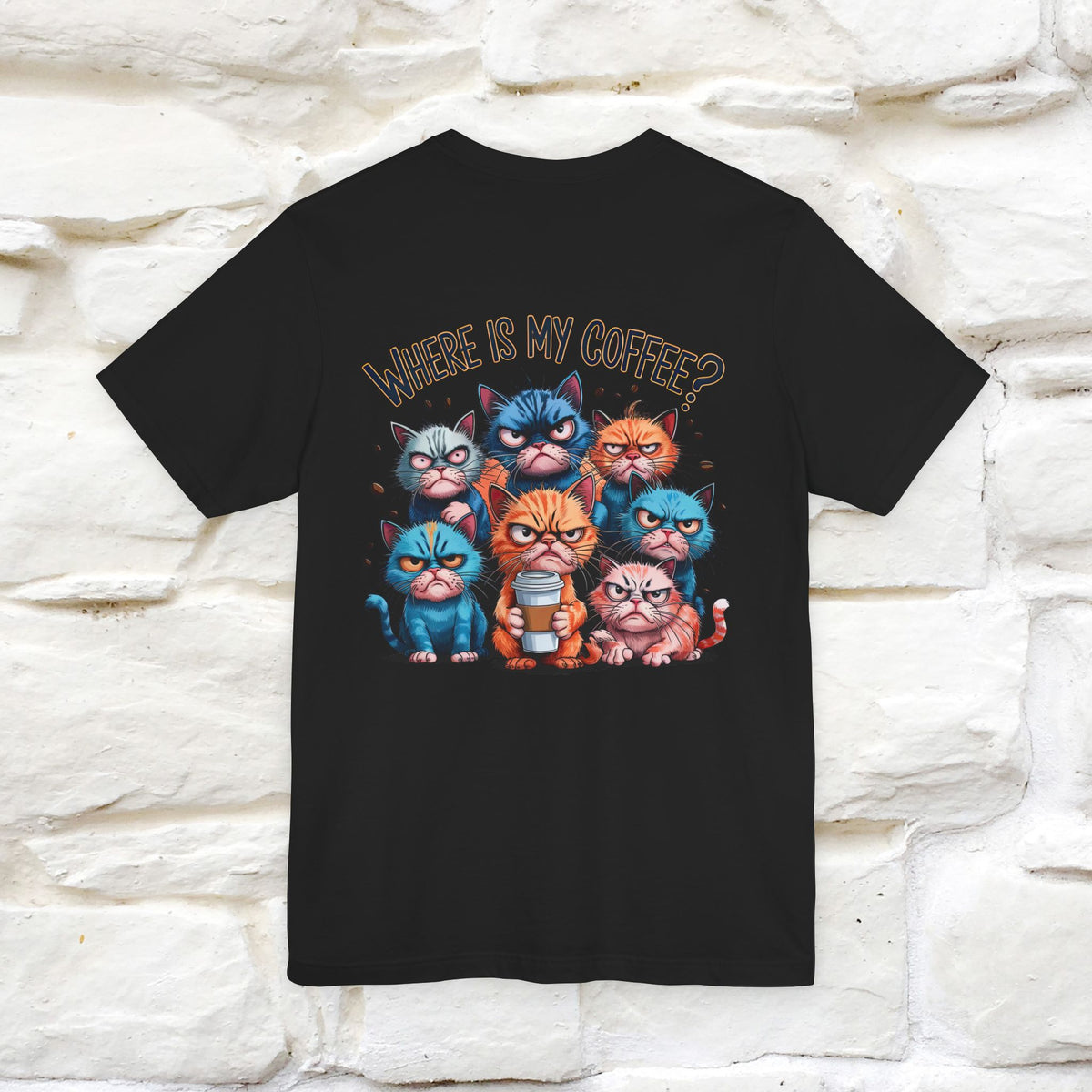 "Where Is My Coffe?" Cat T-Shirt | Front & Back Design | Nunu&Miao Studio
