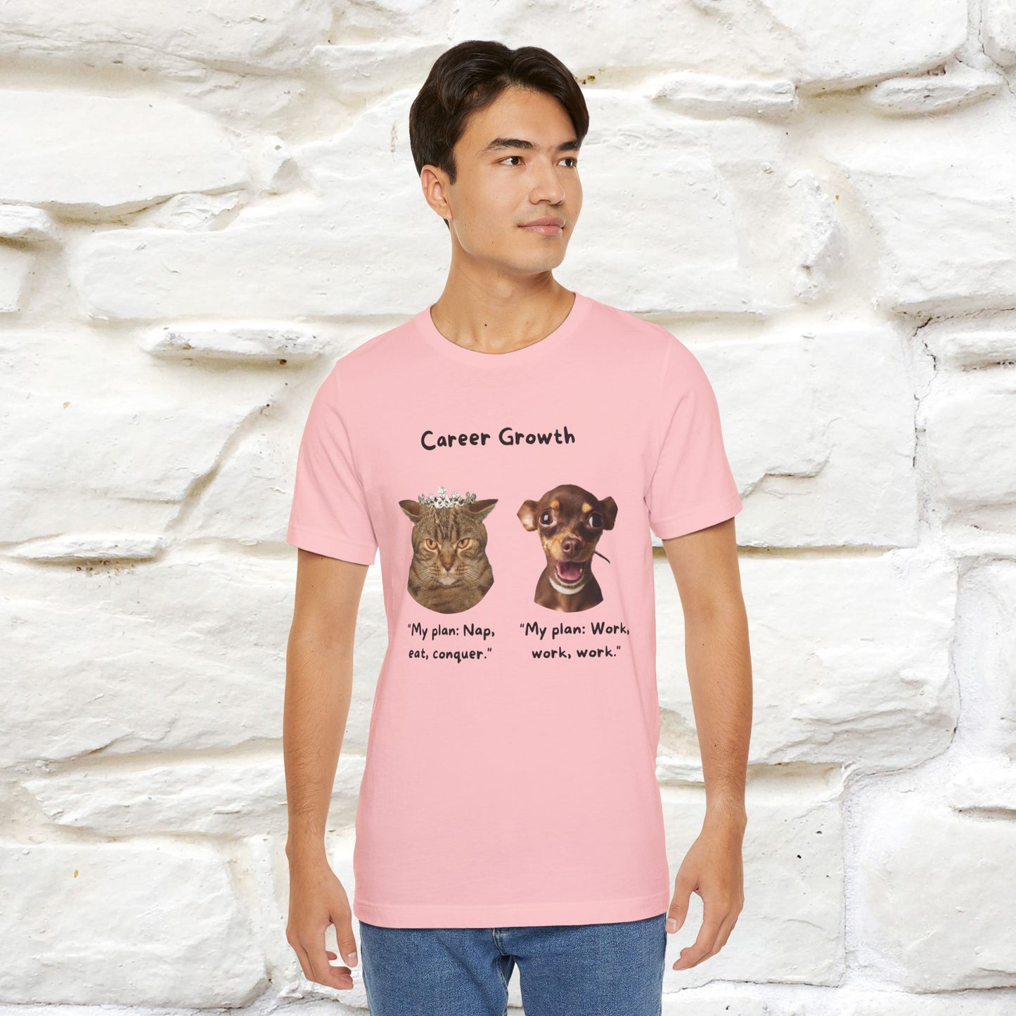 "Career Growth: Cat vs. Dog" | Cat T-Shirt | Nunu&Miao Studio - Nunu&Miao Studio