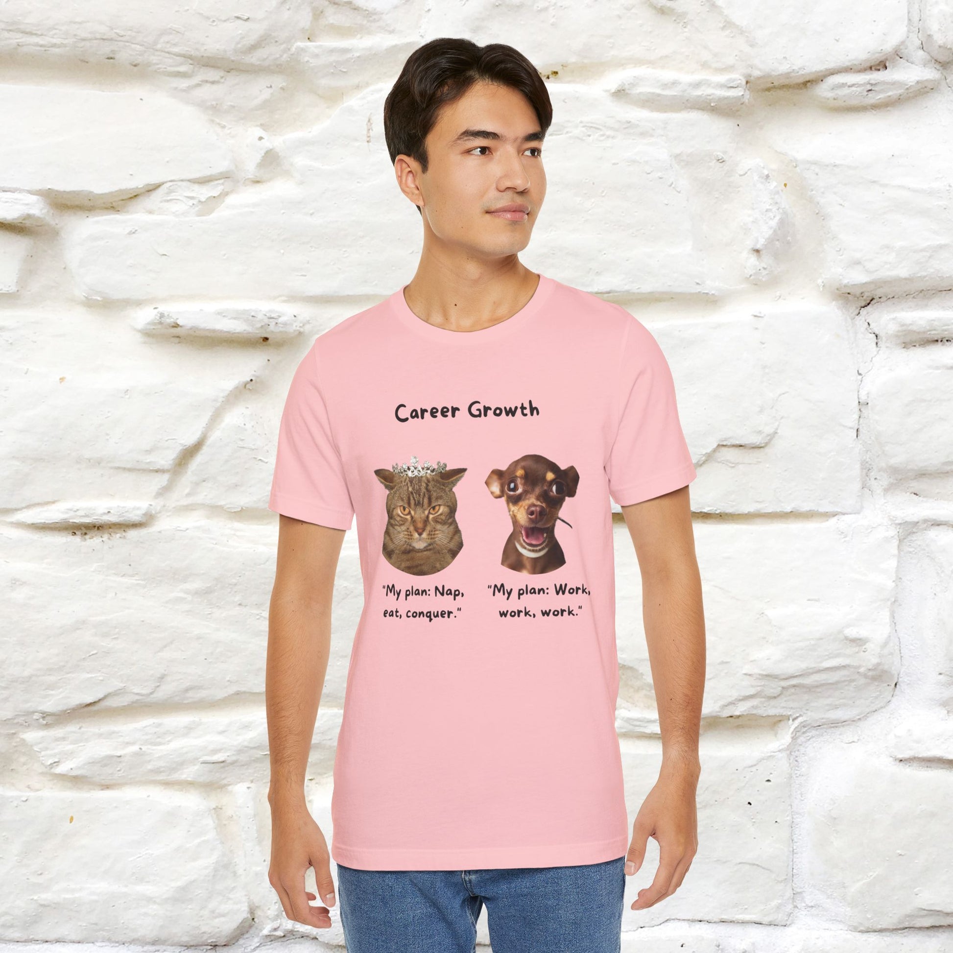 "Career Growth: Cat vs. Dog" | Cat T-Shirt | Nunu&Miao Studio - Nunu&Miao Studio