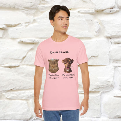 "Career Growth: Cat vs. Dog" | Cat T-Shirt | Nunu&Miao Studio - Nunu&Miao Studio