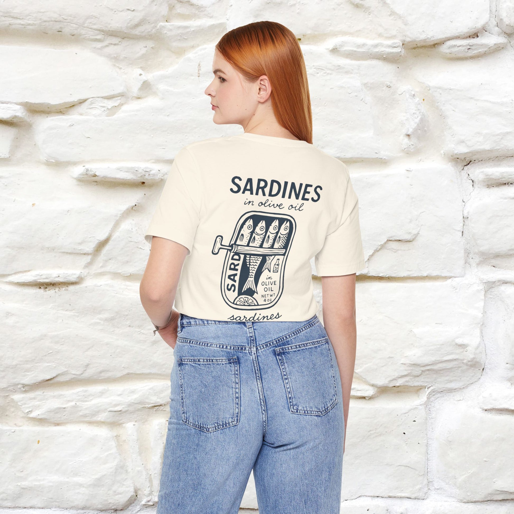 "Sardines In Olive Oil" Cute T-shirt | Front & Back Design|Nunu&Miao Studio - Nunu&Miao Studio