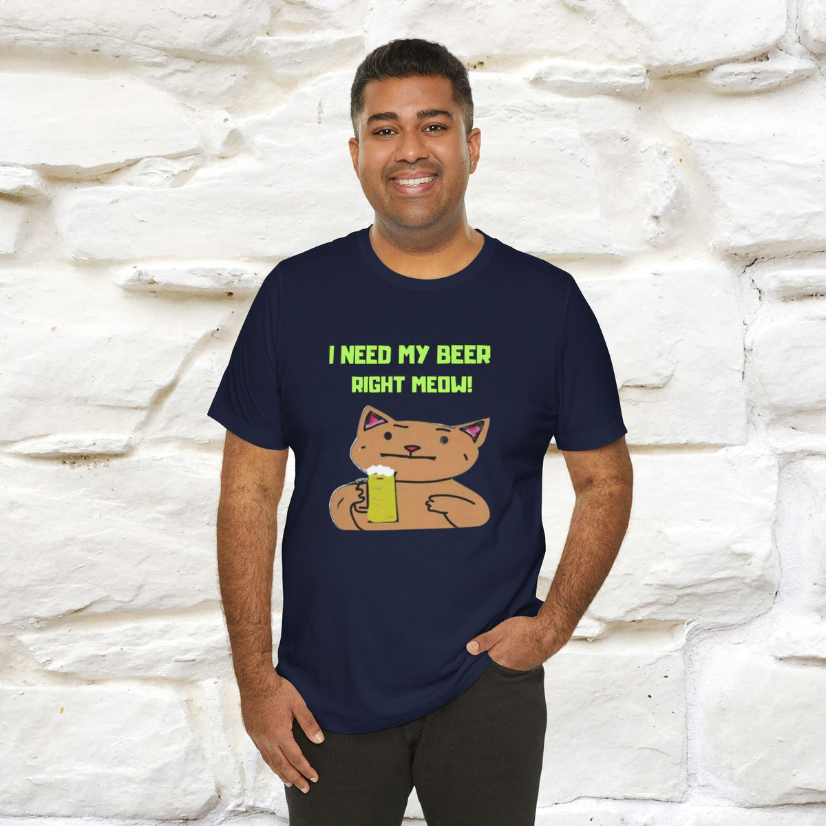 "I Need My Beer Right Meow!" Cat  T-shirt |Nunu&Miao Studio