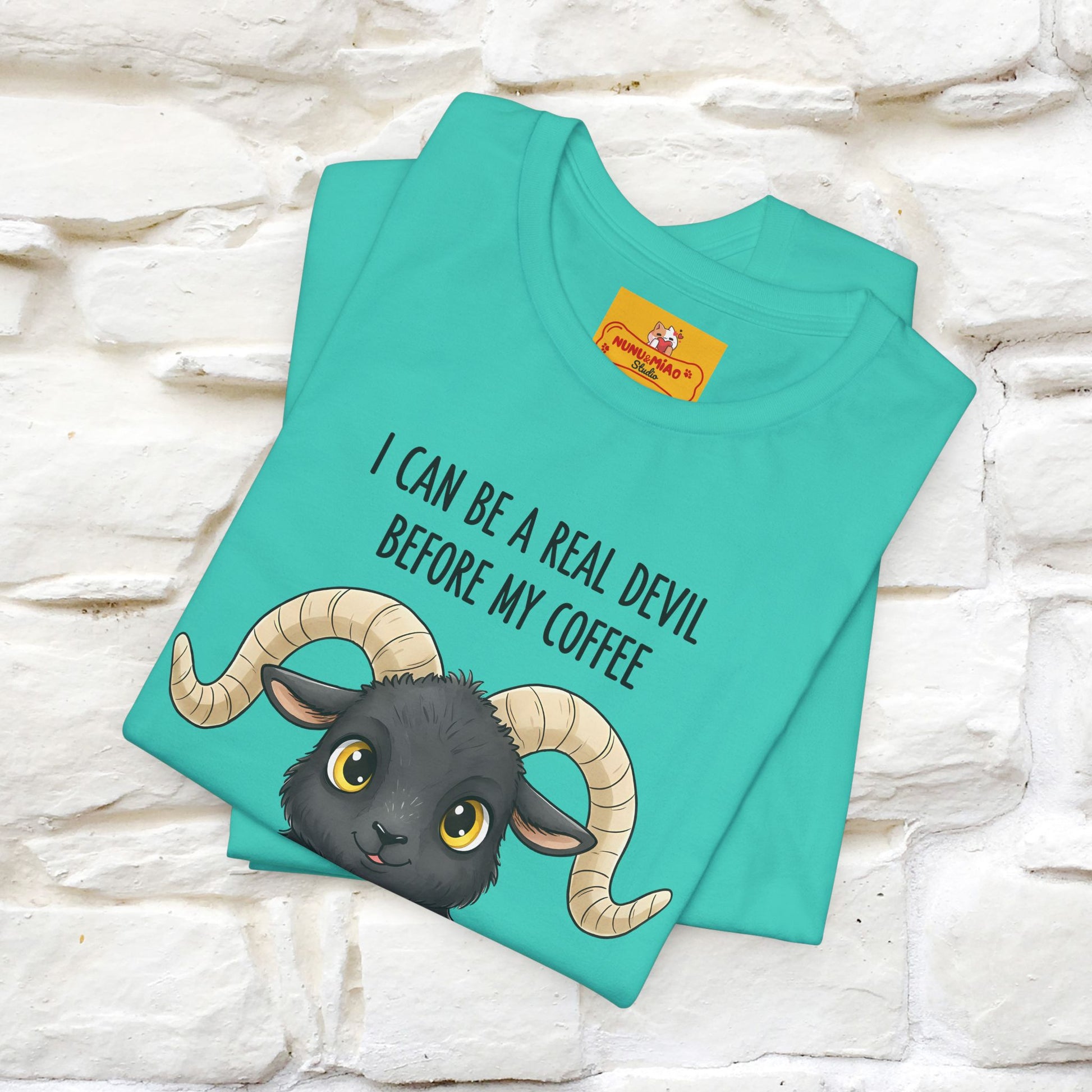 "I Can Be a Real Devil Before My Coffe" Funny T-shirt |Nunu&Miao Studio - Nunu&Miao Studio