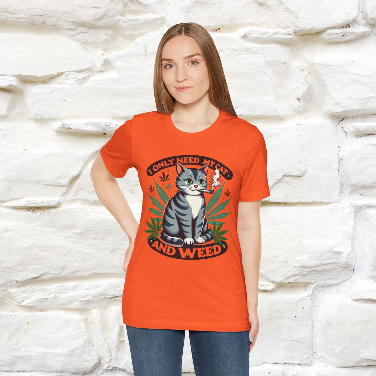 ''I Only Need My Cat and Weed'' Funny T-Shirt | Nunu&Miao Studio - Nunu&Miao Studio