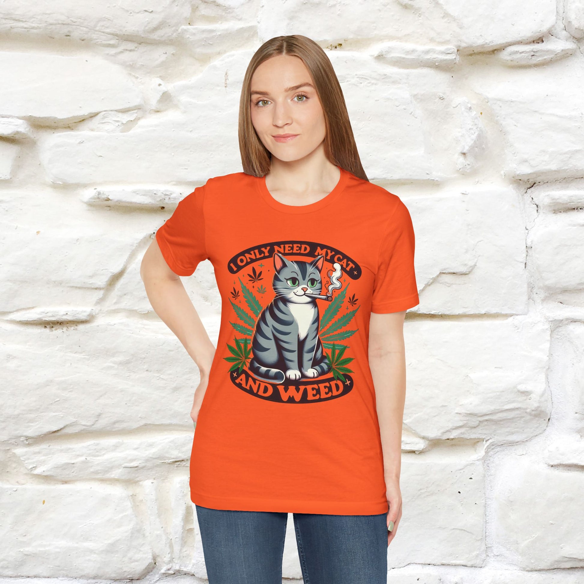 ''I Only Need My Cat and Weed'' Funny T-Shirt | Nunu&Miao Studio - Nunu&Miao Studio