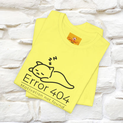 ''Error 404 Motivation Not Found'' Cat T-Shirt Front and Back Design | Nunu&Miao Studio - Nunu&Miao Studio