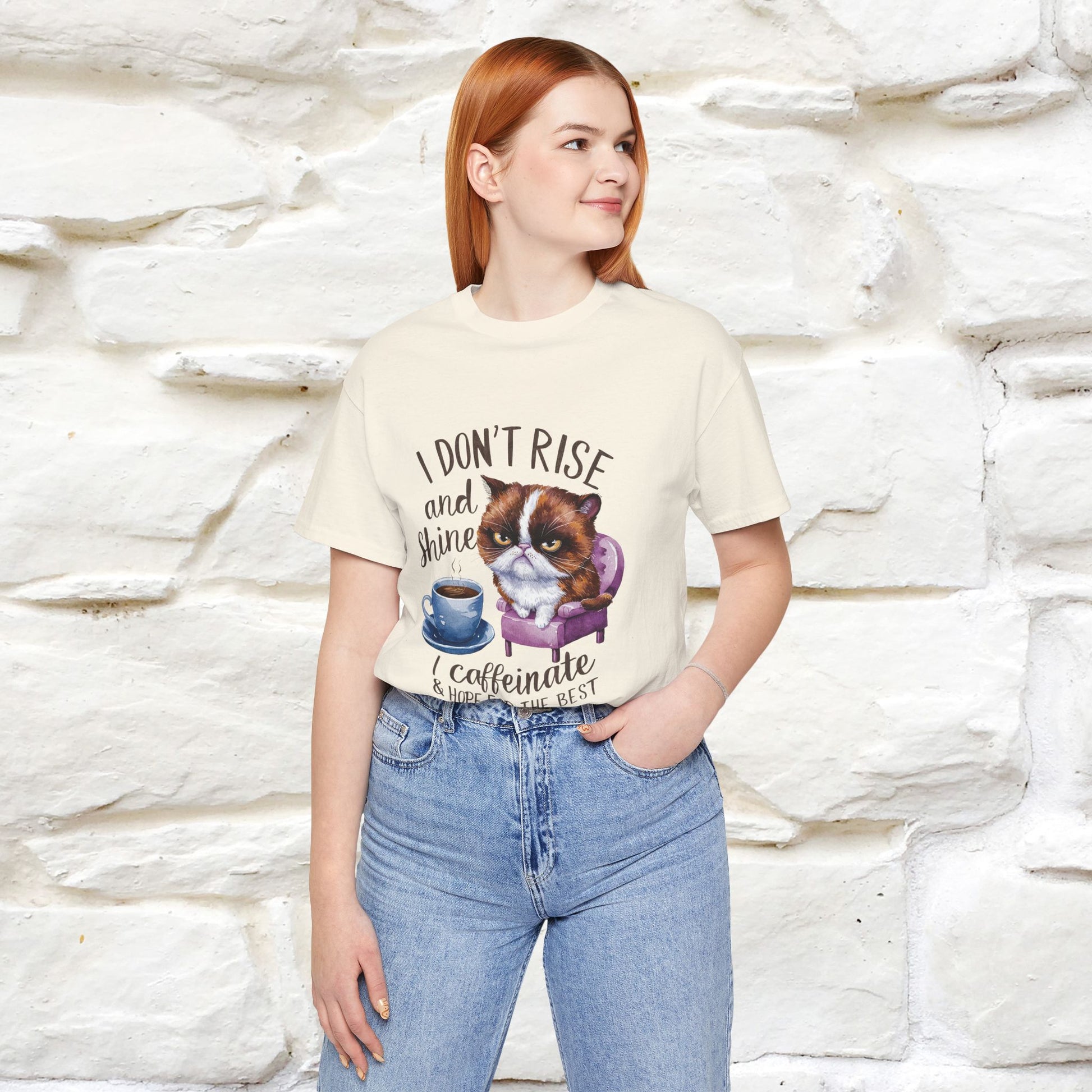 I Don’t Rise and Shine, I Caffeinate ....| Funny Cat T-Shirt| Nunu&Miao Studio - Nunu&Miao Studio
