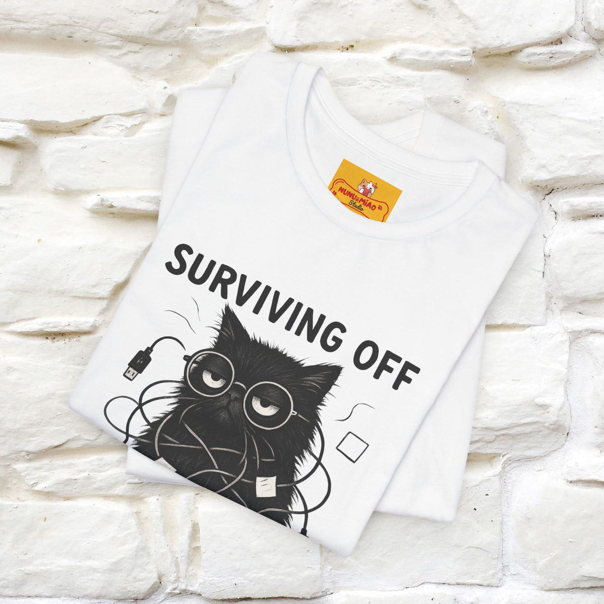 "Surviving Off...Vibes And Broken .. " |Cat T-Shirt | Nunu&Miao Studio