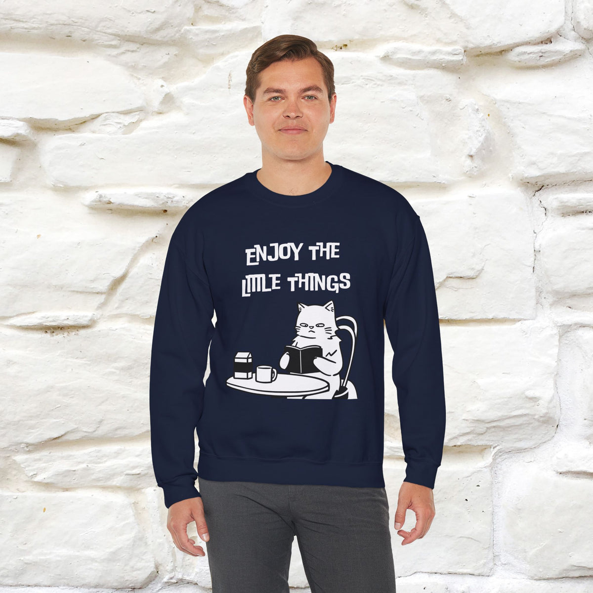 ''Enjoy the Little Things'' | Cute Cat Sweatshirt | Nunu&Miao Studio