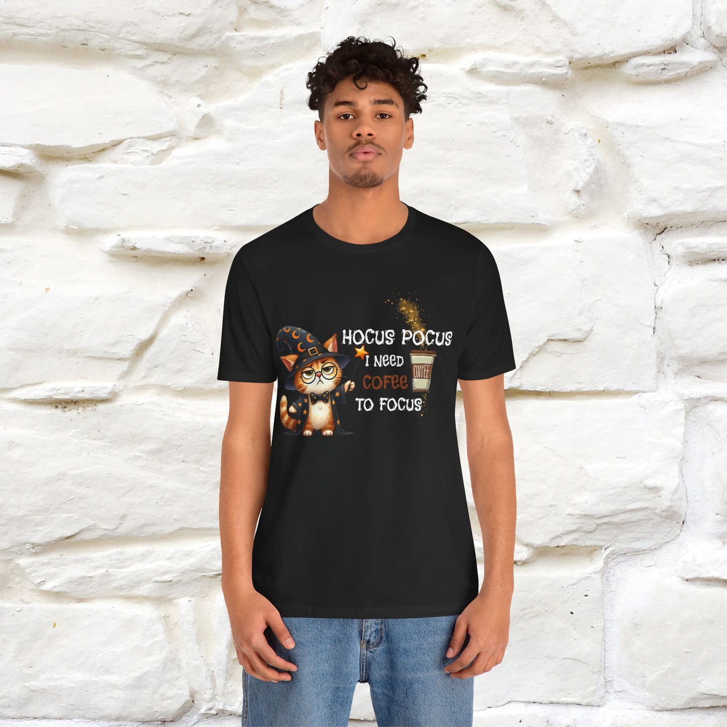 ''Hocus Pocus I Need Coffe To Focus'' Funny Cat Shirt | Nunu&Miao Studio - Nunu&Miao Studio