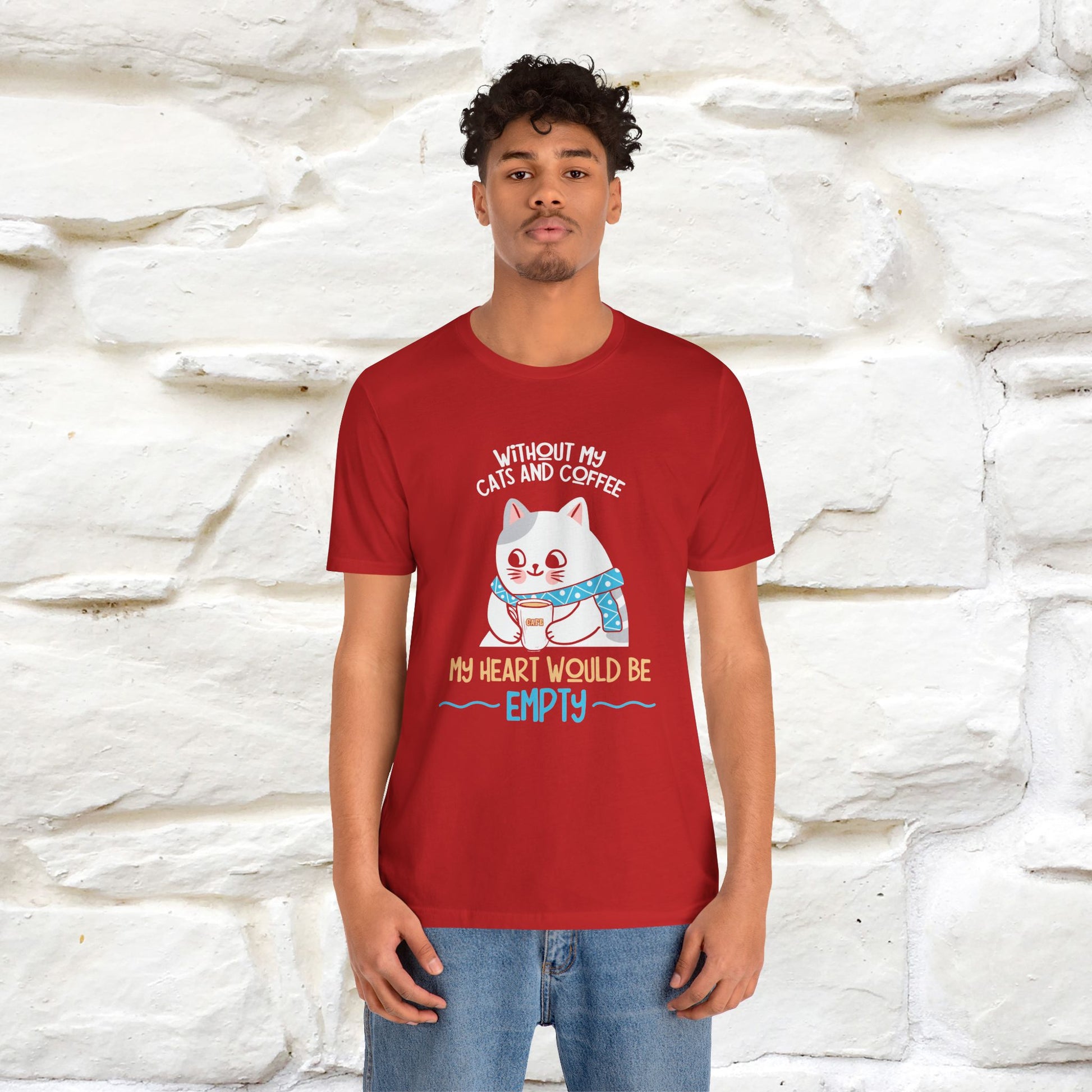 "Without My Cats and Coffee, My Heart Would Be Empty" Cat T-shirt | Nunu&Miao Studio - Nunu&Miao Studio