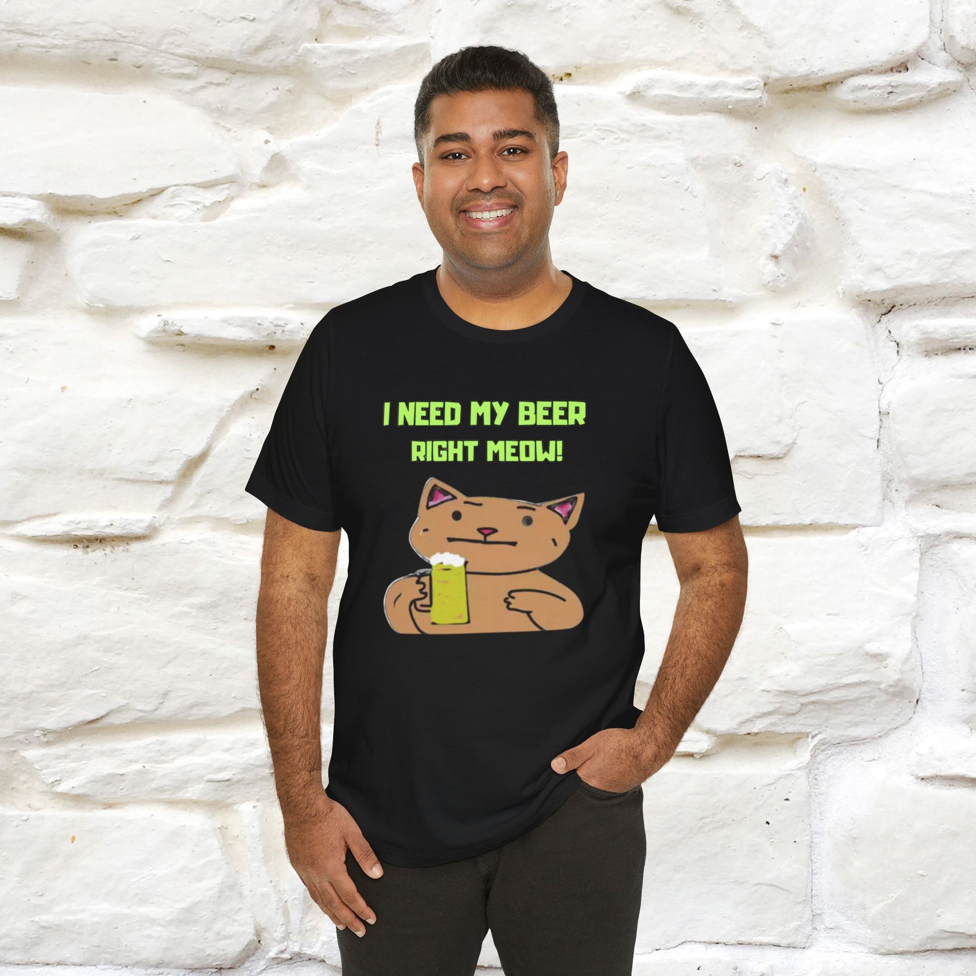 "I Need My Beer Right Meow!" Cat  T-shirt |Nunu&Miao Studio - Nunu&Miao Studio