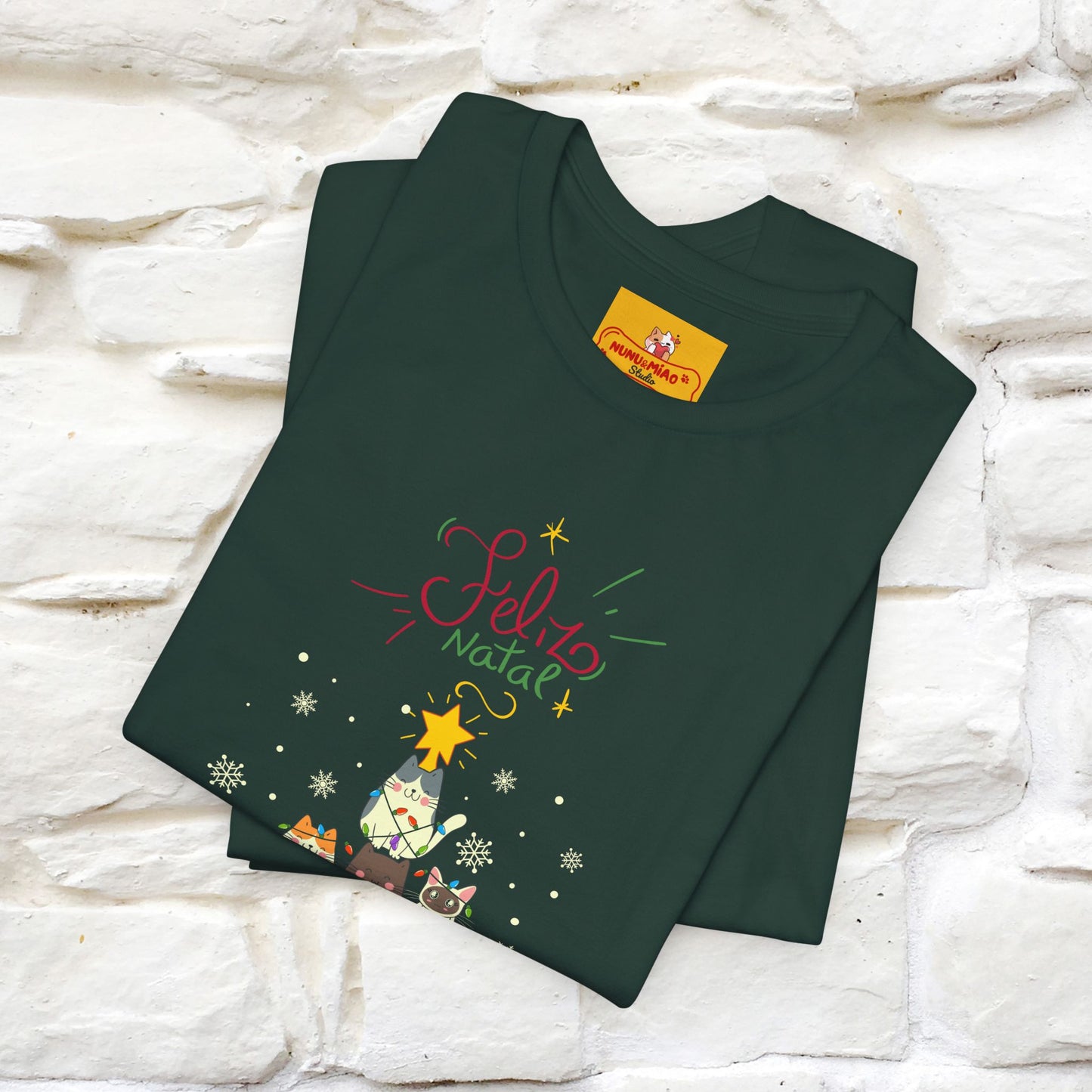 "Feliz Natal" Cat T-shirt|Nunu&Miao Studio - Nunu&Miao Studio