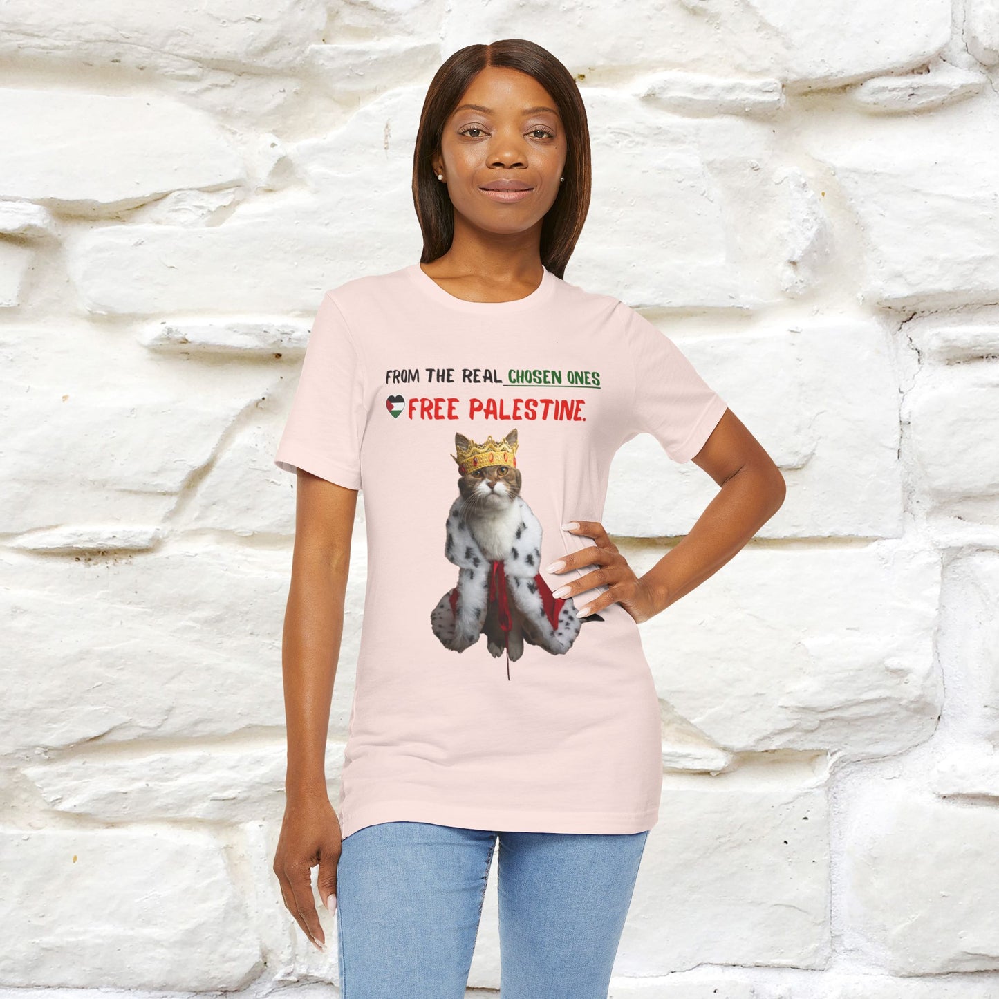 "From the real chosen ones  Free Palestine." Cat T-shirt |Nunu&Miao Studio - Nunu&Miao Studio