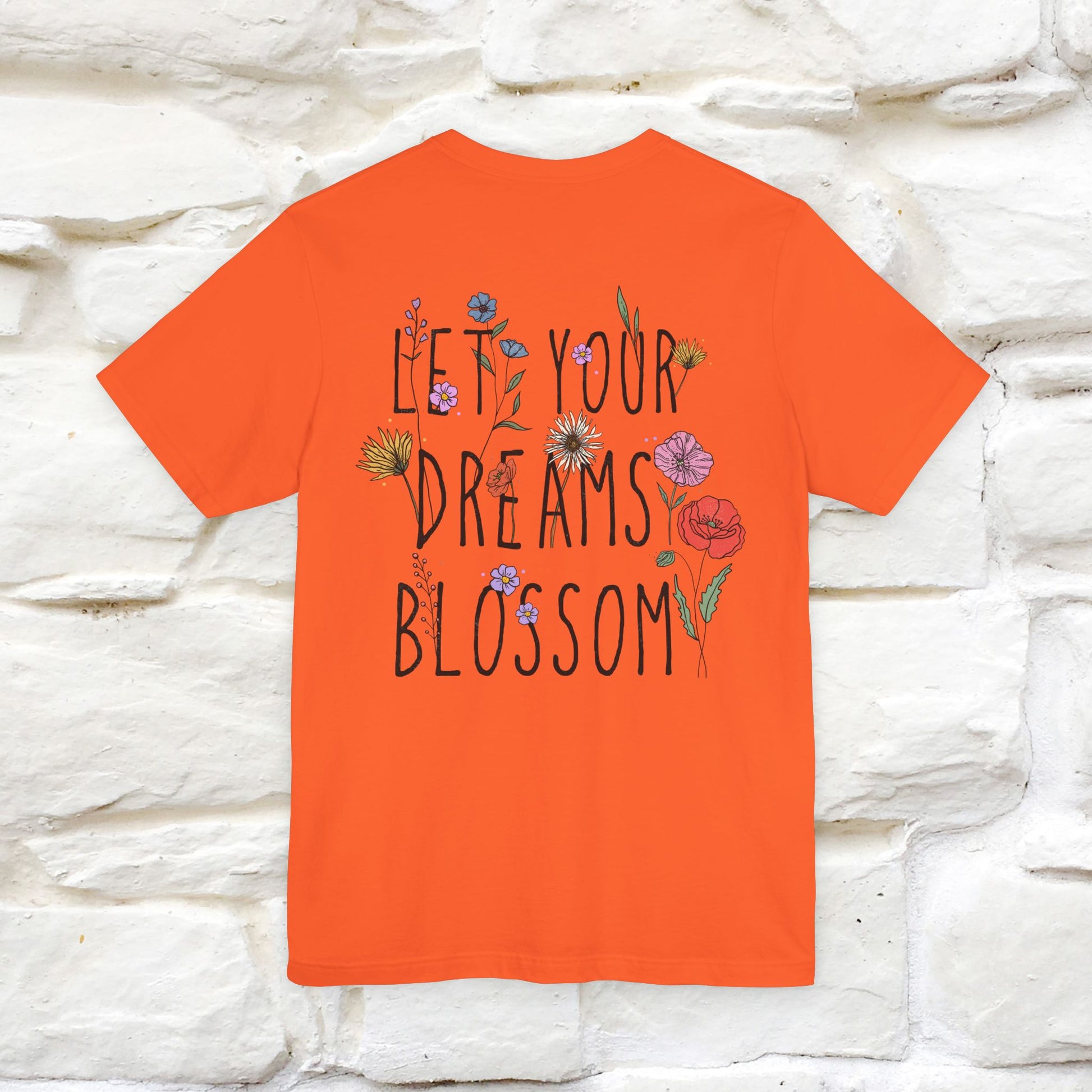 "Let Your Dreams Blossom'' Cat T-Shirt Front and Back Design | Nunu&Miao Studio - Nunu&Miao Studio
