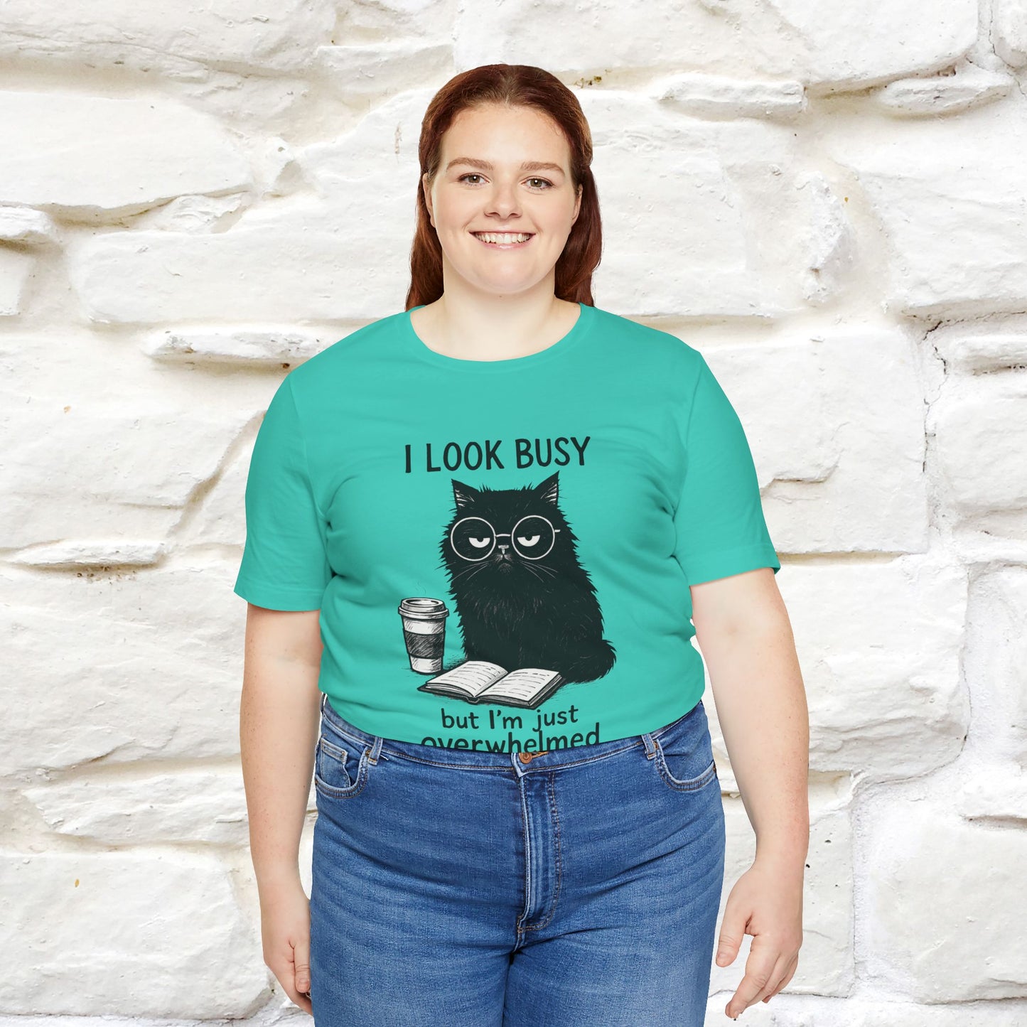 "I Look Busy But I'm Just Overwhelmed" |Cat T-Shirt | Nunu&Miao Studio - Nunu&Miao Studio