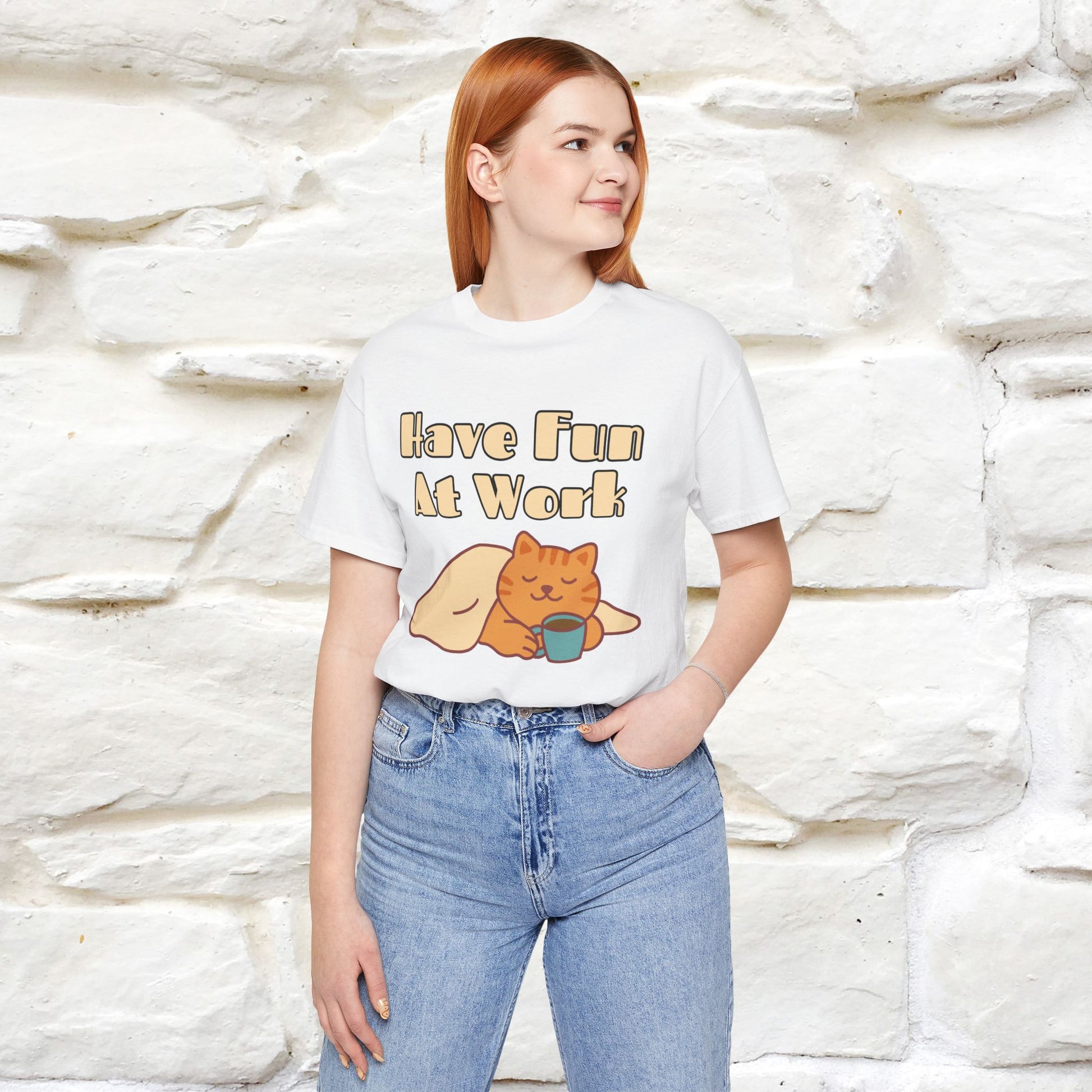 "Have Fun At Work" Cat T-shirt |Nunu&Miao Studio - Nunu&Miao Studio