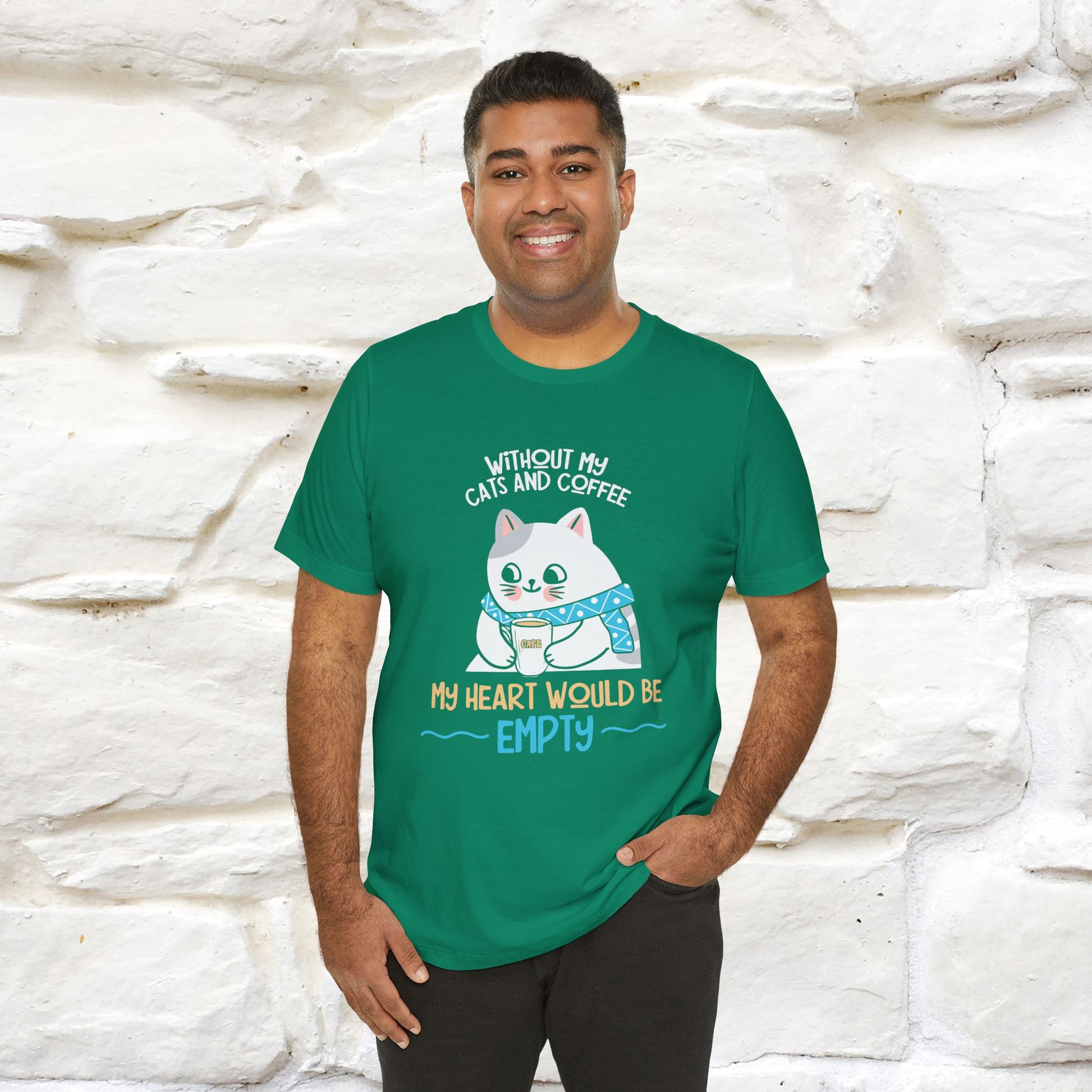 "Without My Cats and Coffee, My Heart Would Be Empty" Cat T-shirt | Nunu&Miao Studio - Nunu&Miao Studio