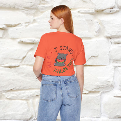 "I Stand With Palestine" Cat T-shirt | Front & Back Design |Nunu&Miao Studio - Nunu&Miao Studio