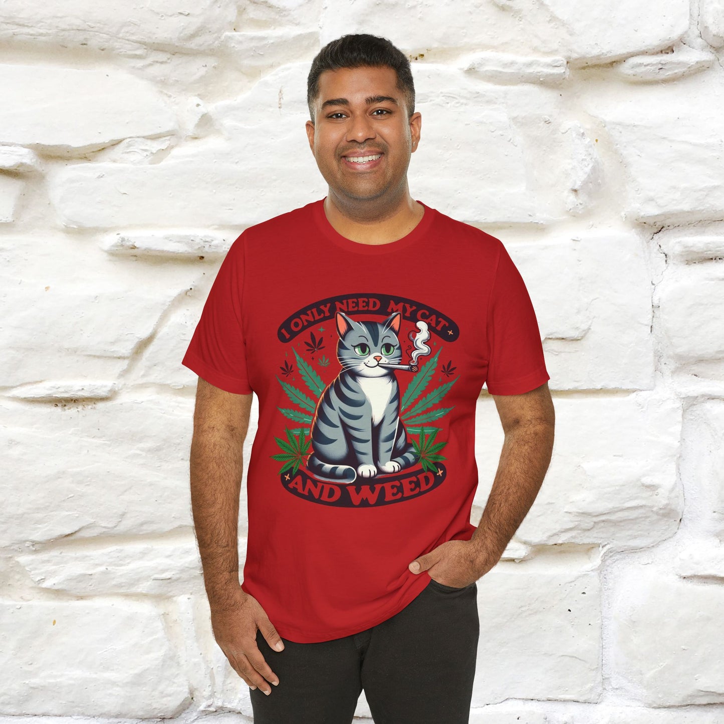 ''I Only Need My Cat and Weed'' Funny T-Shirt | Nunu&Miao Studio - Nunu&Miao Studio