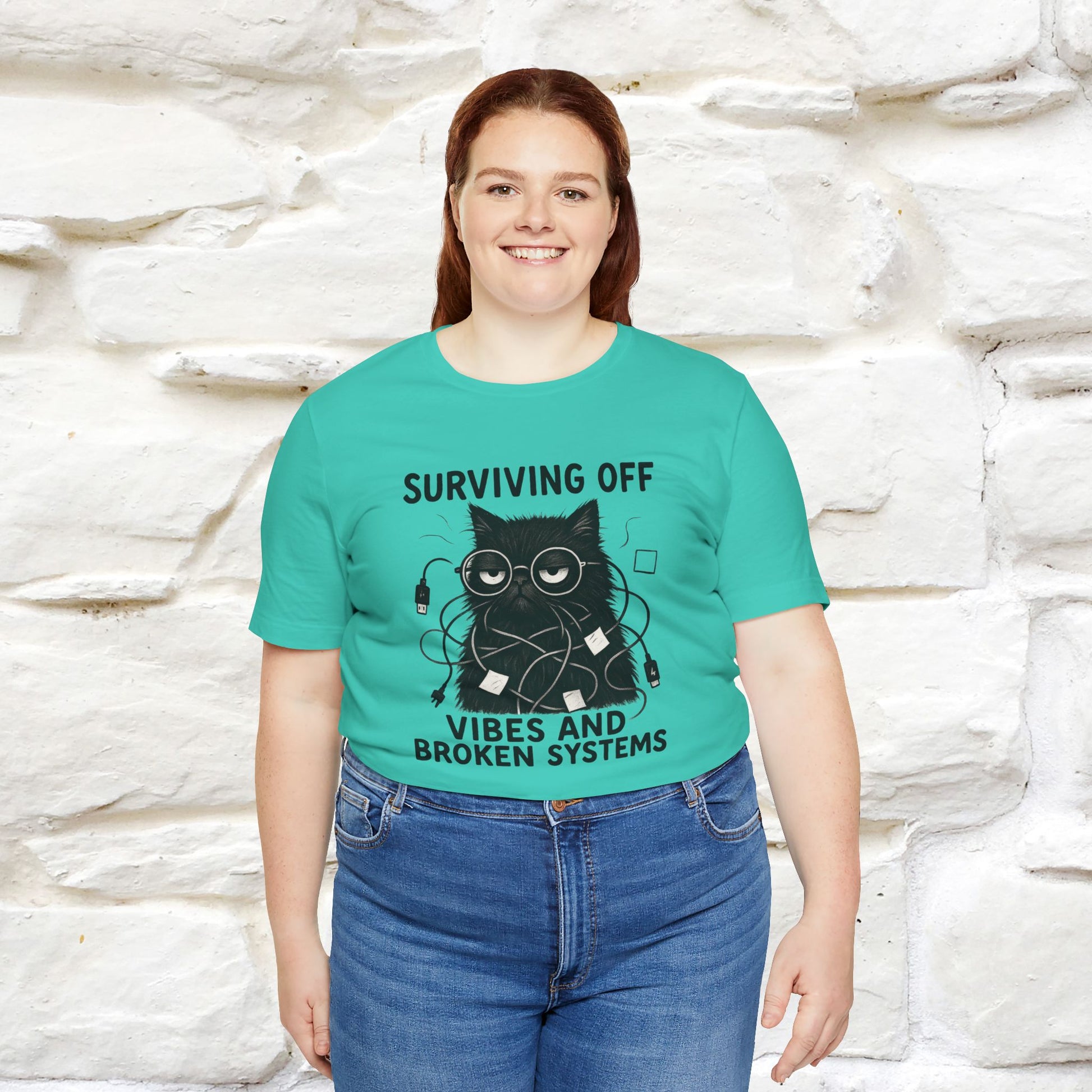 "Surviving Off...Vibes And Broken .. " |Cat T-Shirt | Nunu&Miao Studio - Nunu&Miao Studio
