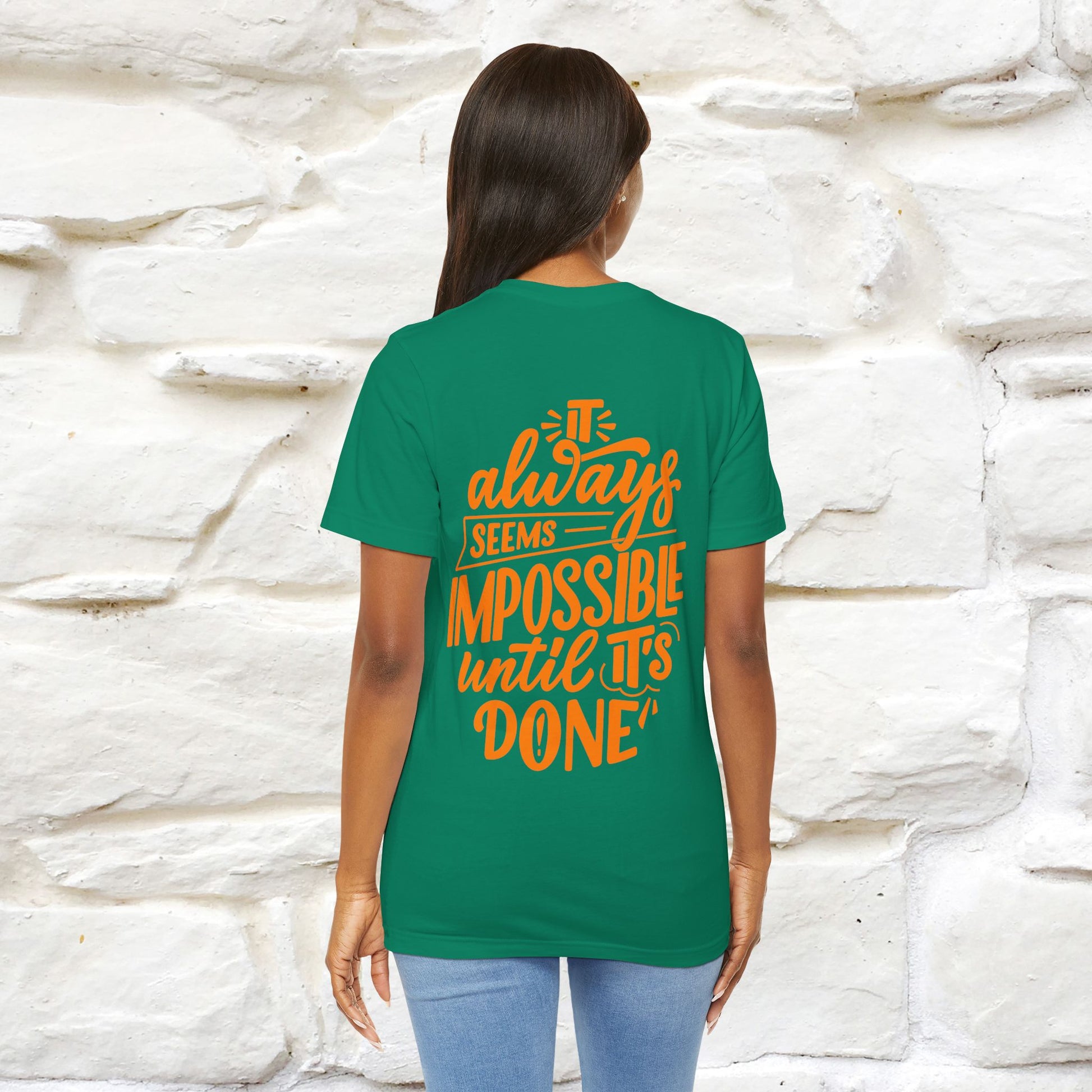 "It Always Seems Impossible Until It’s Done" Cat T-Shirt| Front & Back Design | Nunu&Miao Studio - Nunu&Miao Studio