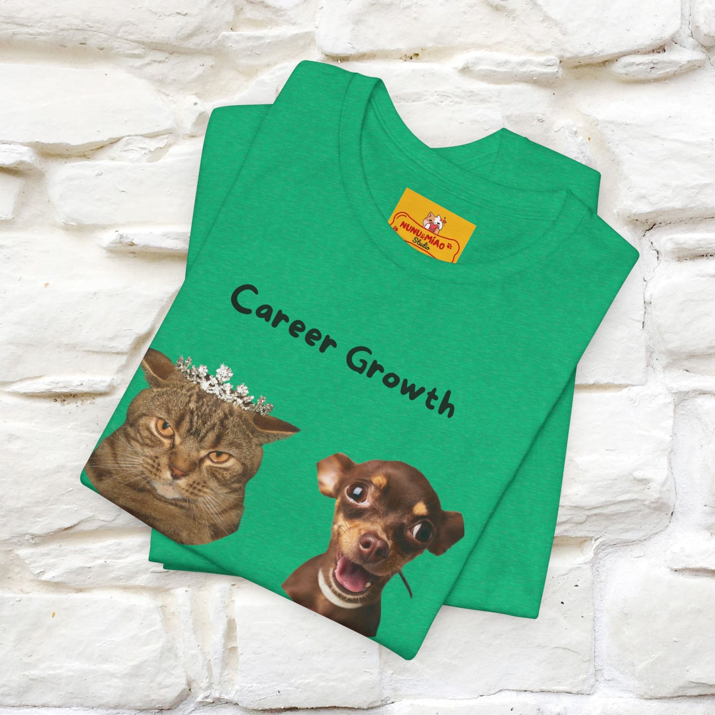 "Career Growth: Cat vs. Dog" | Cat T-Shirt | Nunu&Miao Studio - Nunu&Miao Studio
