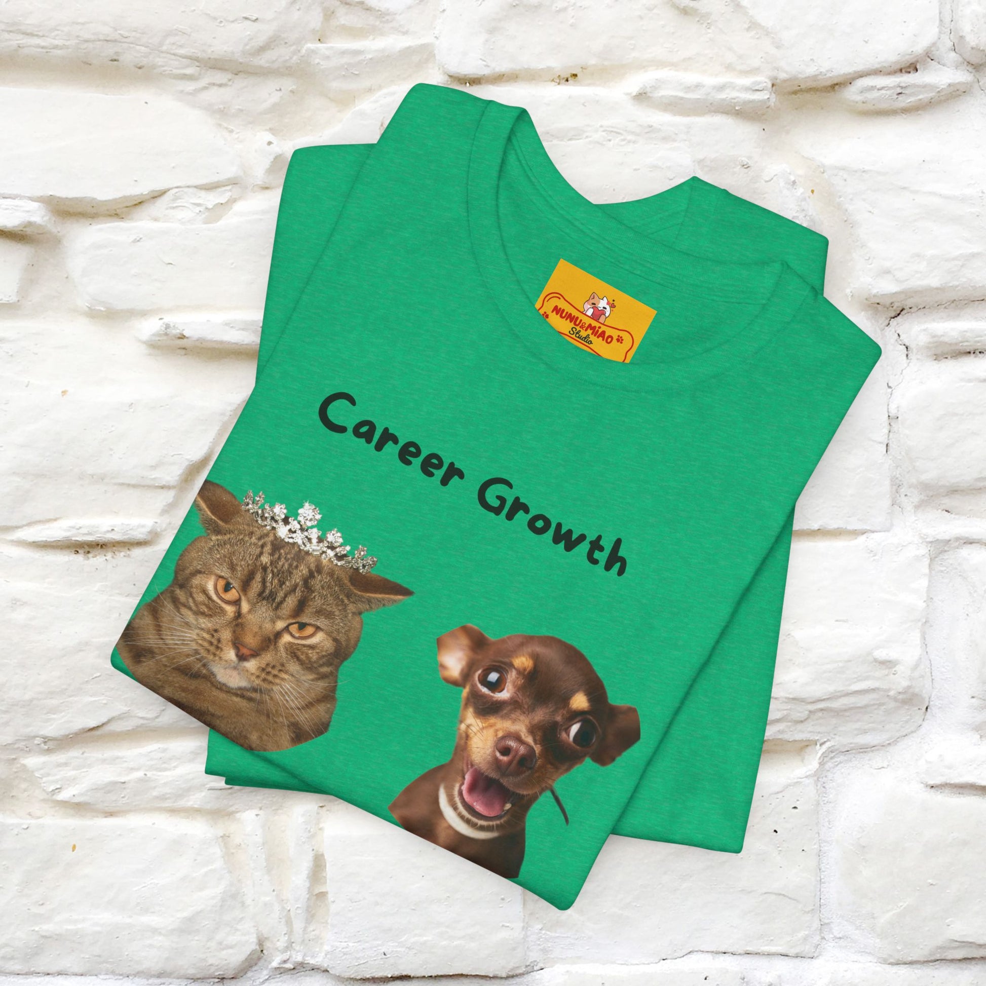"Career Growth: Cat vs. Dog" | Cat T-Shirt | Nunu&Miao Studio - Nunu&Miao Studio