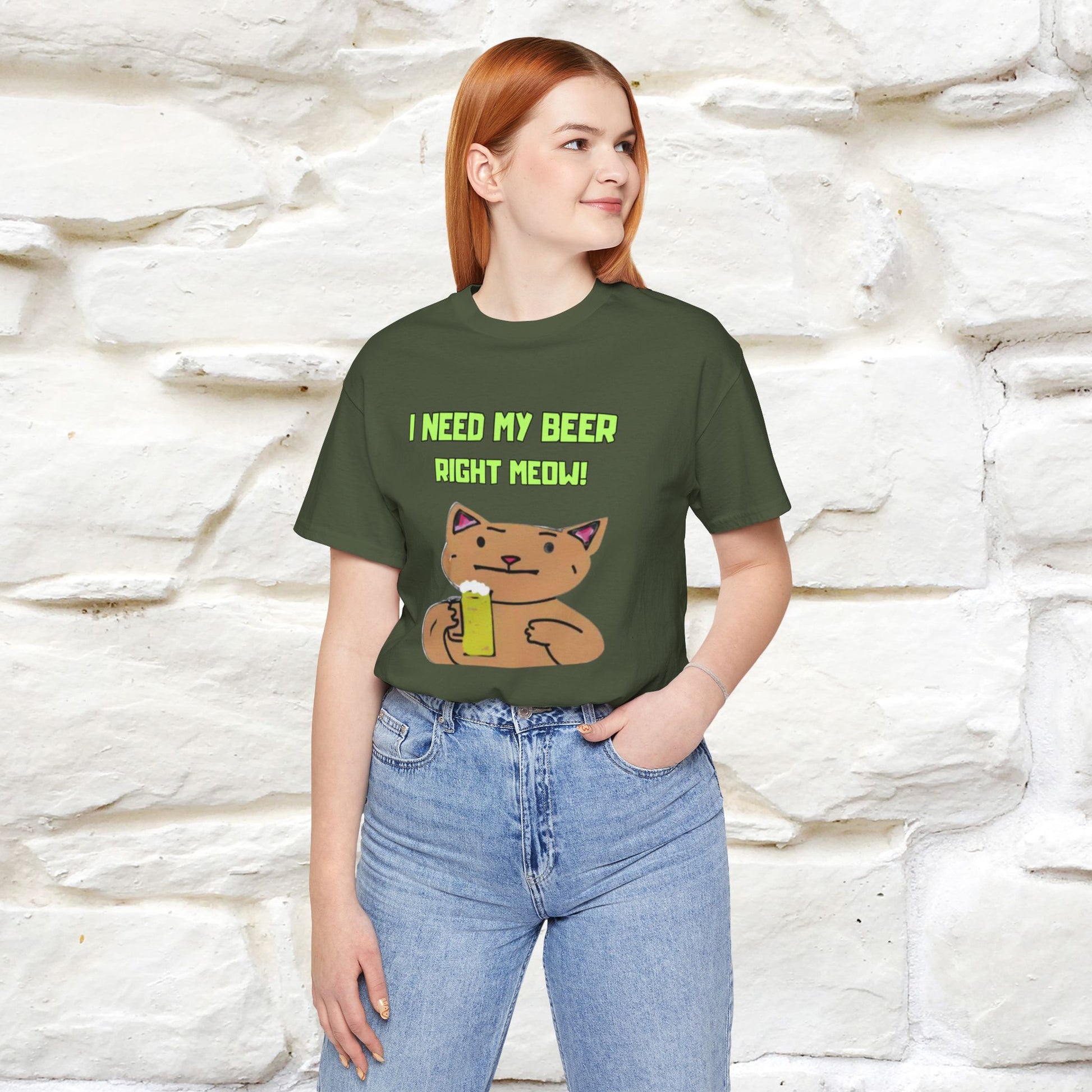 "I Need My Beer Right Meow!" Cat  T-shirt |Nunu&Miao Studio - Nunu&Miao Studio