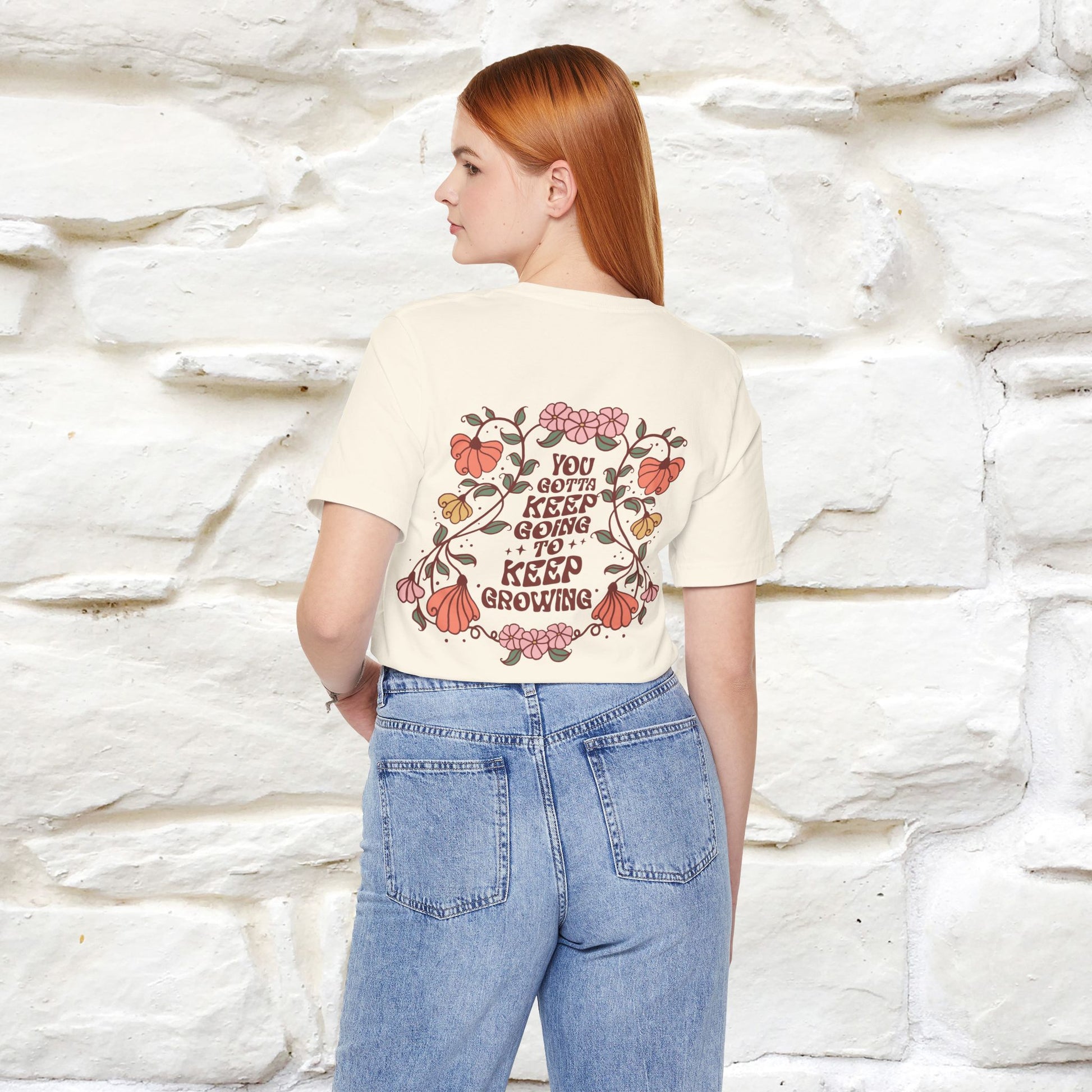 ''You Gotta Keep Going To Keep Growing" Cat T-Shirt| Front & Back Design | Nunu&Miao Studio - Nunu&Miao Studio