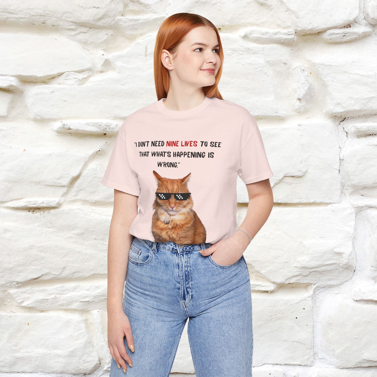 "“I don’t need nine lives....” " Cat T-shirt | Front & Back Design |Nunu&Miao Studio - Nunu&Miao Studio