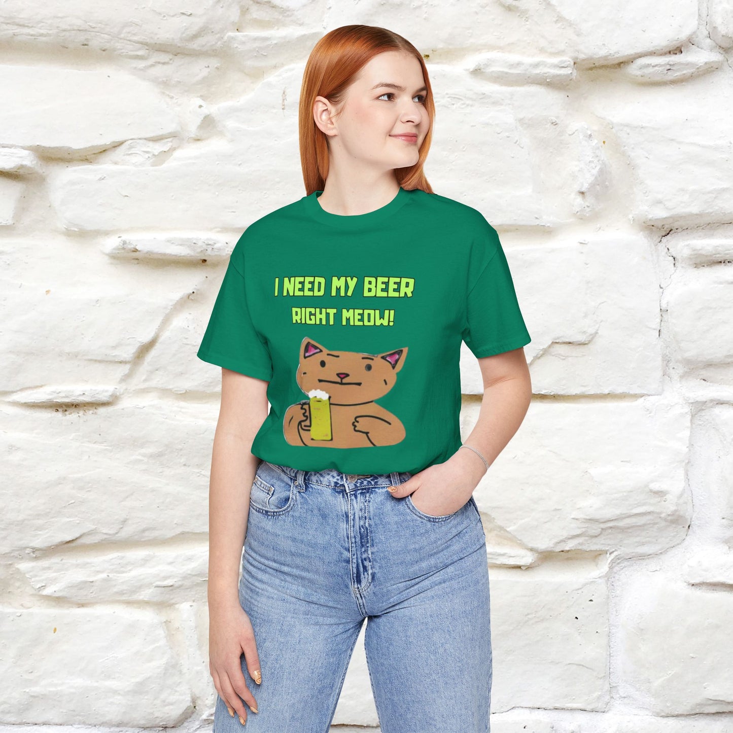 "I Need My Beer Right Meow!" Cat  T-shirt |Nunu&Miao Studio - Nunu&Miao Studio