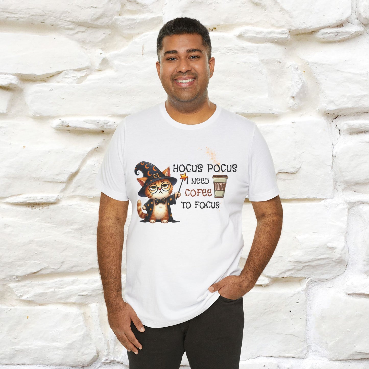 ''Hocus Pocus I Need Coffe To Focus'' Funny Cat Shirt | Nunu&Miao Studio - Nunu&Miao Studio