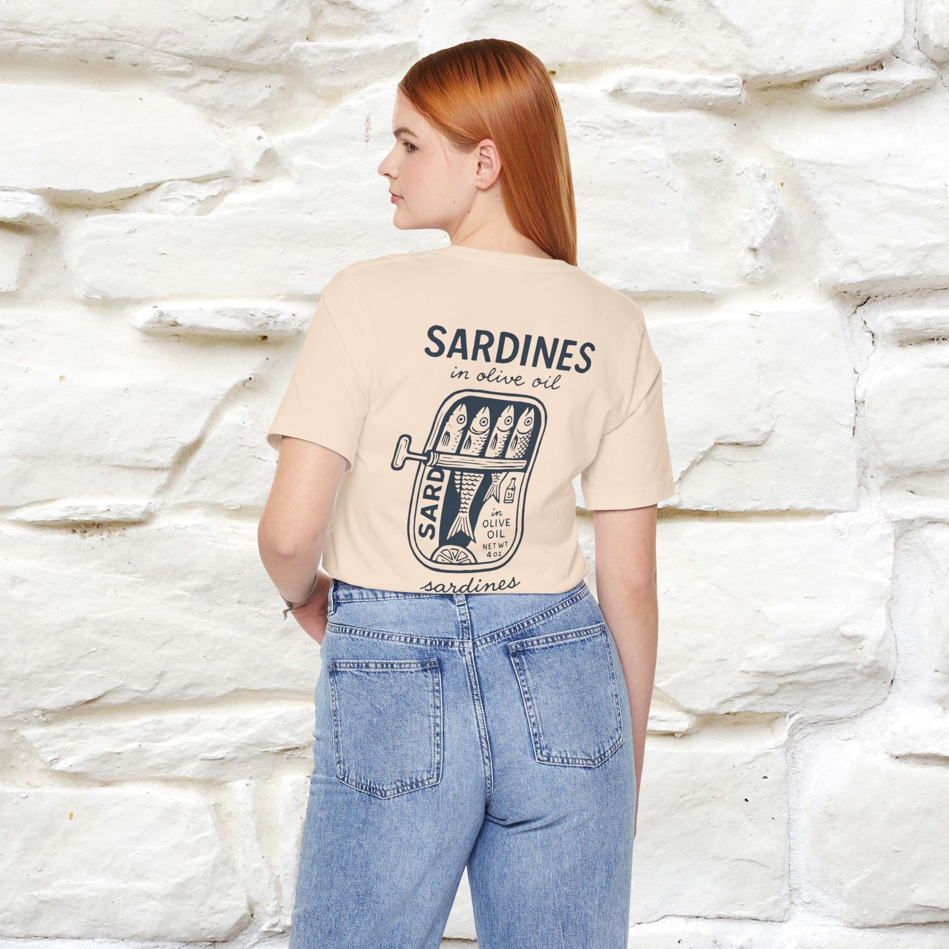 "Sardines In Olive Oil" Cute T-shirt | Front & Back Design|Nunu&Miao Studio - Nunu&Miao Studio