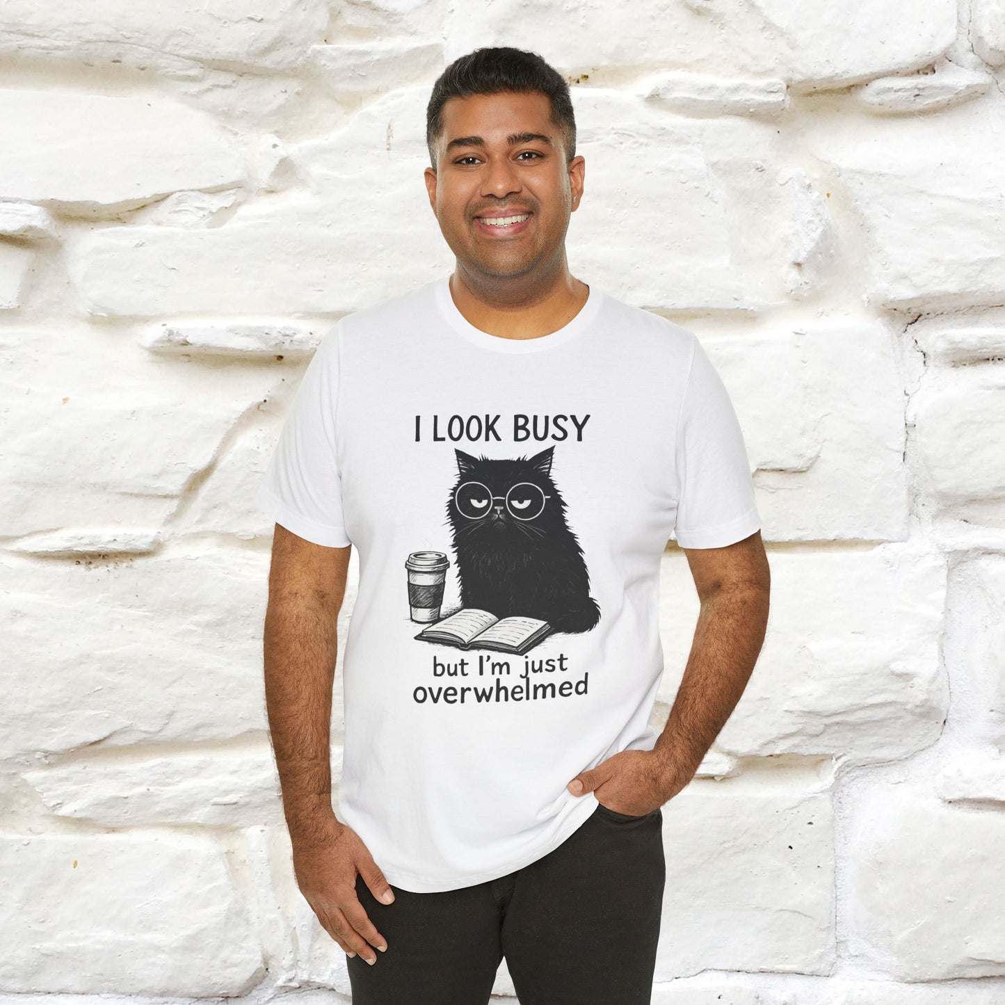 "I Look Busy But I'm Just Overwhelmed" |Cat T-Shirt | Nunu&Miao Studio - Nunu&Miao Studio
