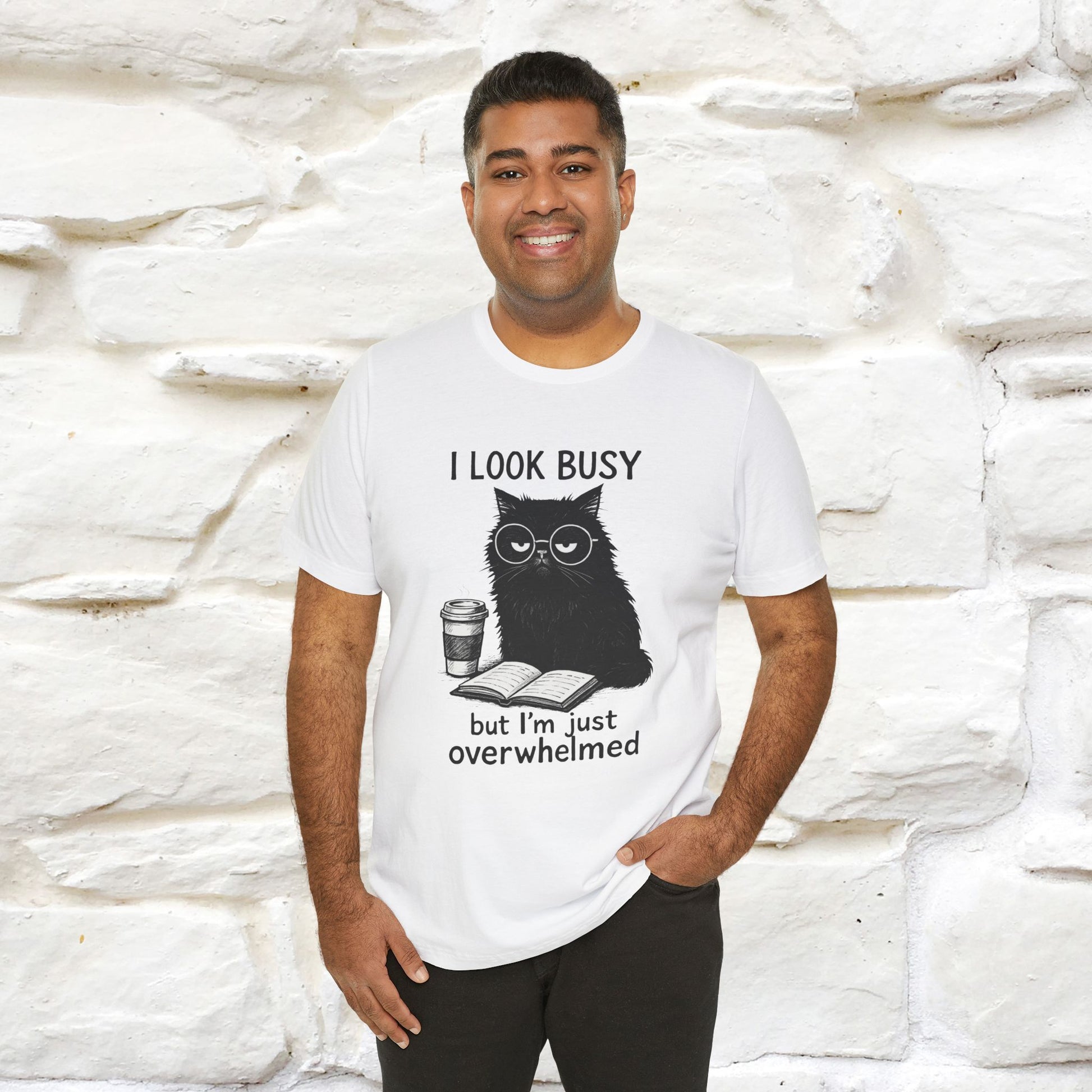 "I Look Busy But I'm Just Overwhelmed" |Cat T-Shirt | Nunu&Miao Studio - Nunu&Miao Studio