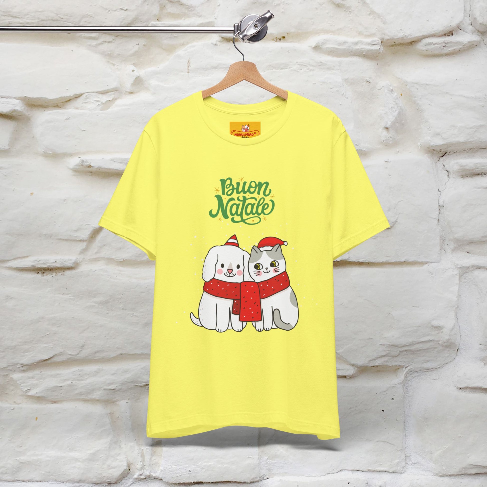 ''Buon Natale Cat and Dog'' Christmas T-shirt  | Nunu&Miao Studio - Nunu&Miao Studio